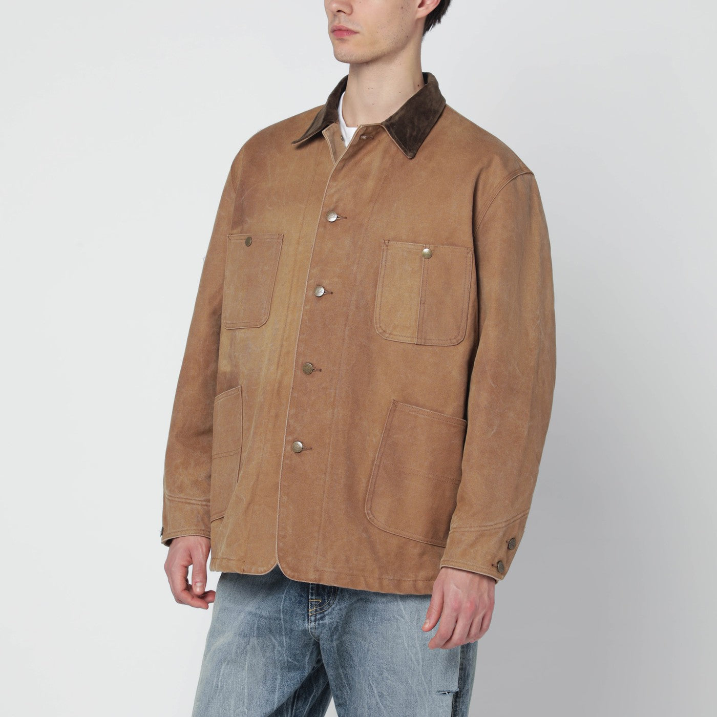 Needles Brown Cotton Jacket Men Needles