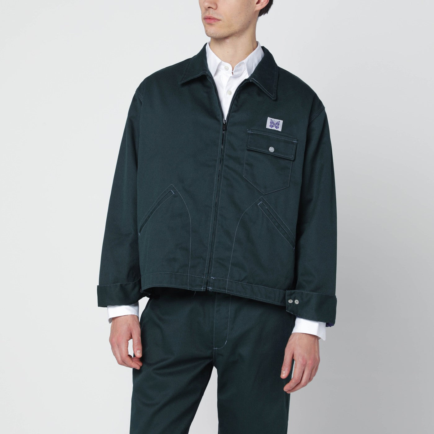 Needles Green Zip Shirt Jacket Men Needles