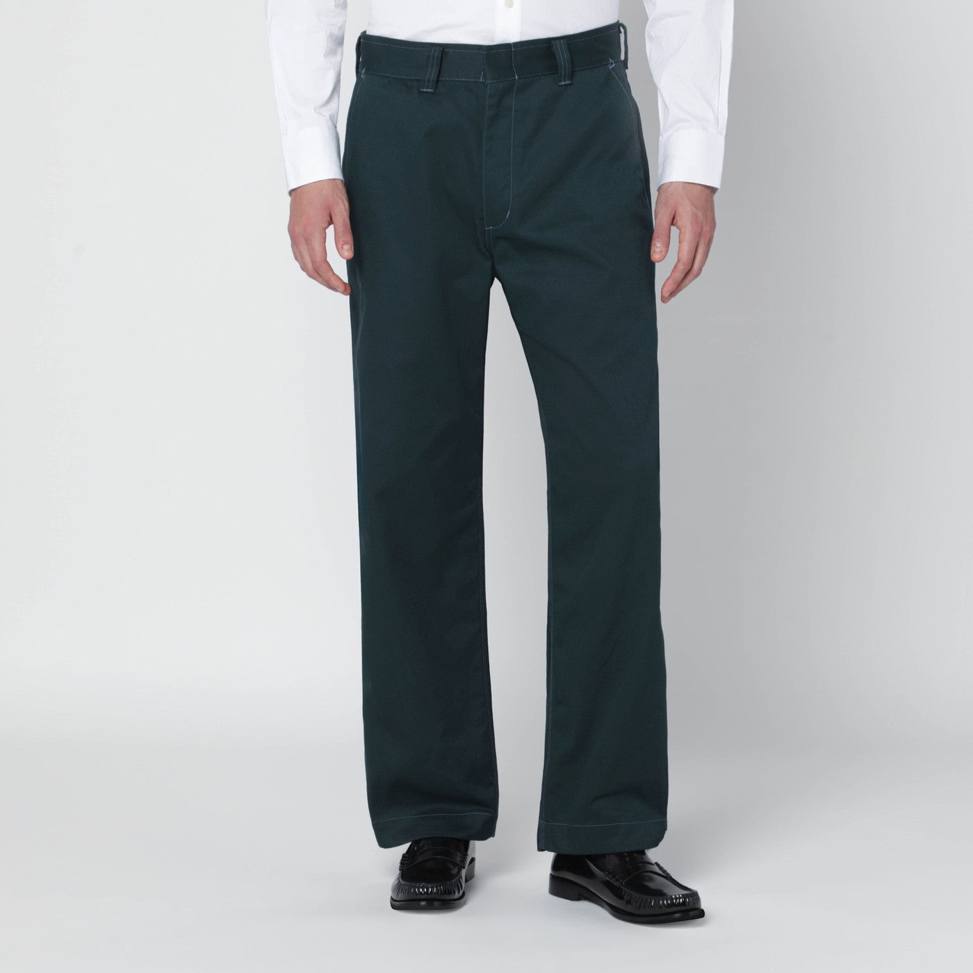 Needles Green Cotton-Blend Trousers Men Needles
