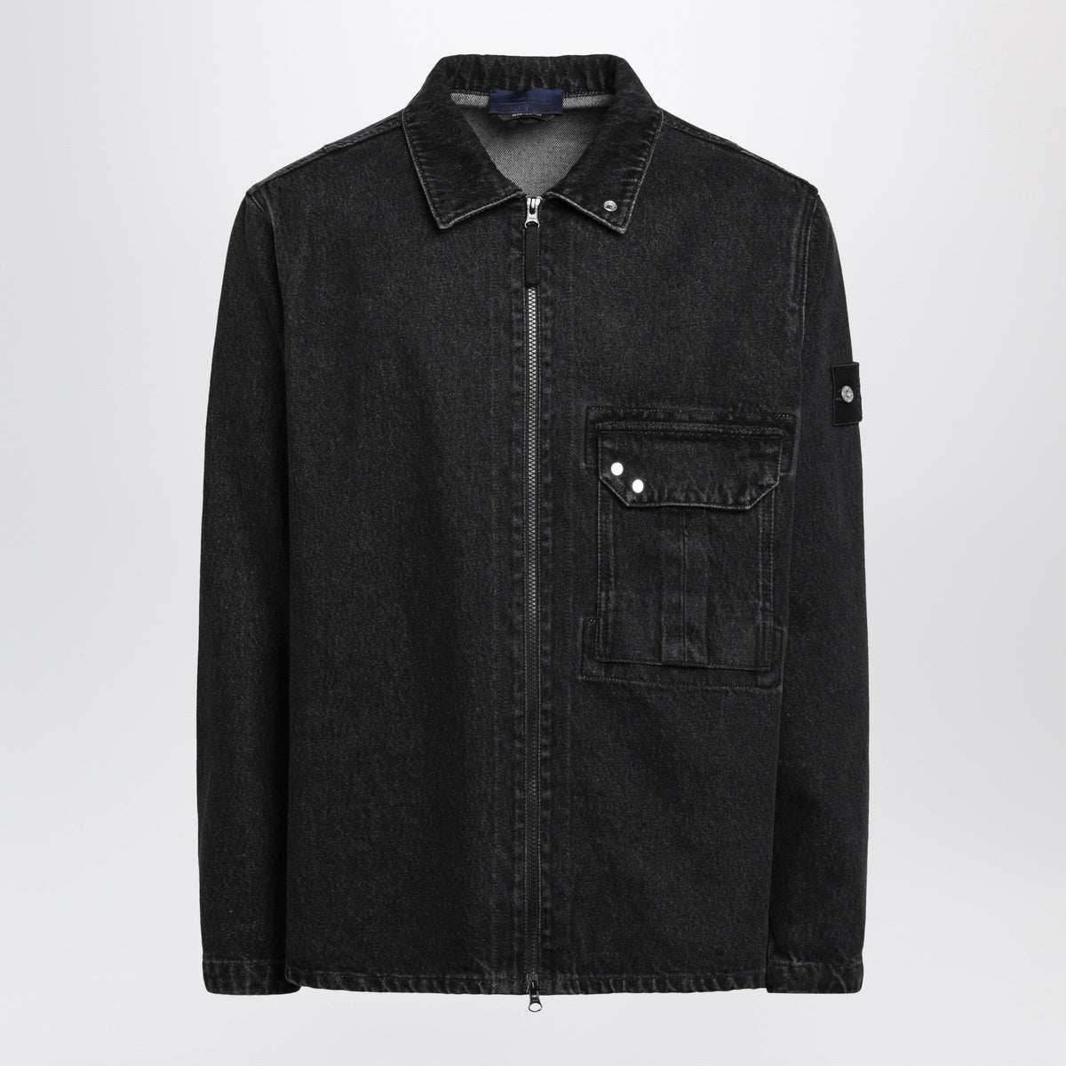 Stone Island Black Denim Shirt Jacket Men STONE ISLAND