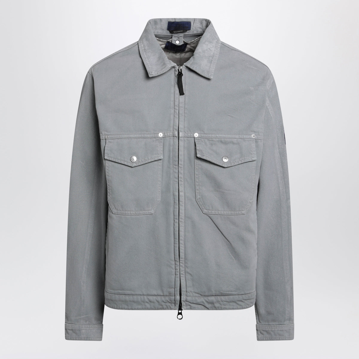 Stone Island Grey Zip-Up Shirt Jacket In Cotton Men STONE ISLAND