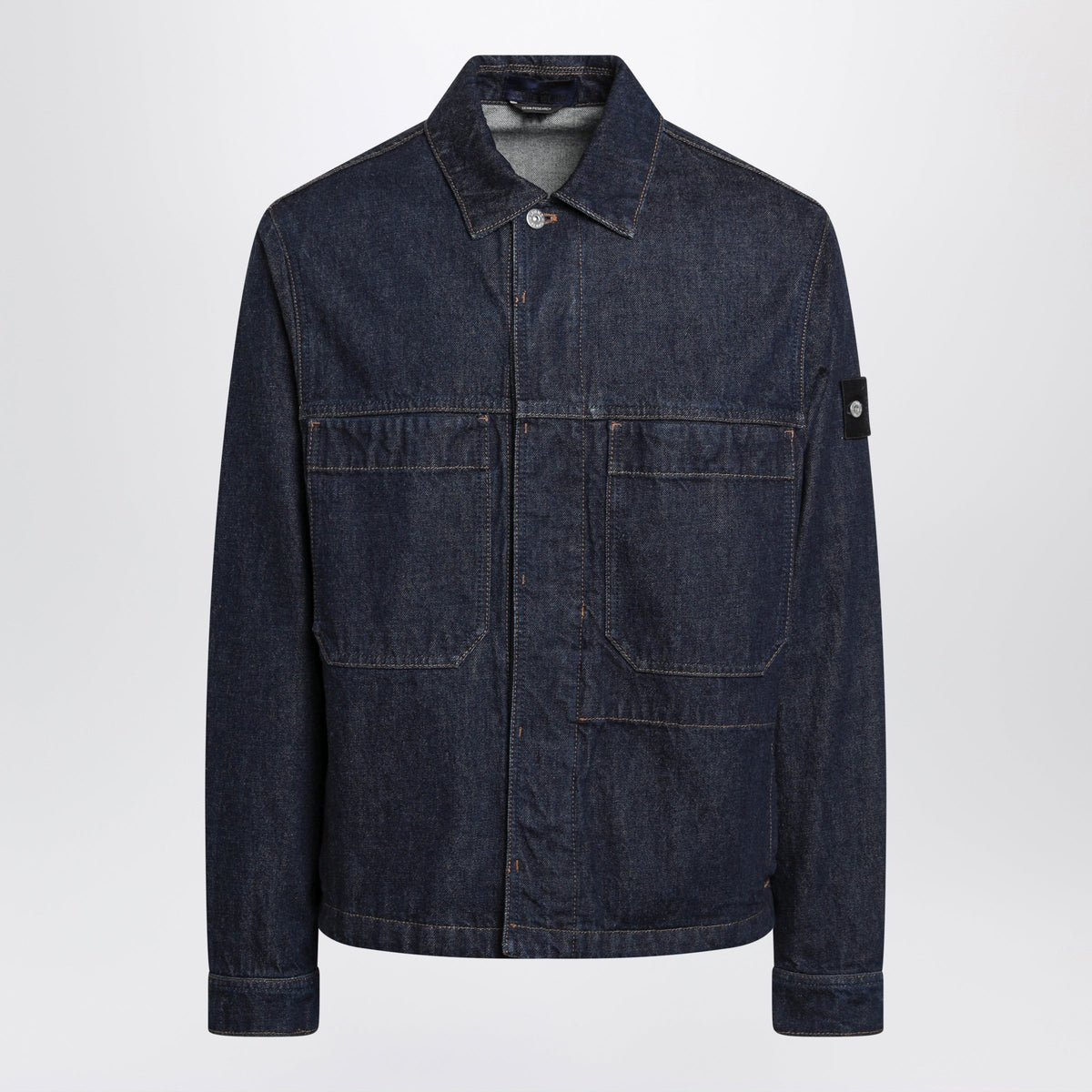 Stone Island Dark Blue Denim Shirt Jacket Men STONE ISLAND