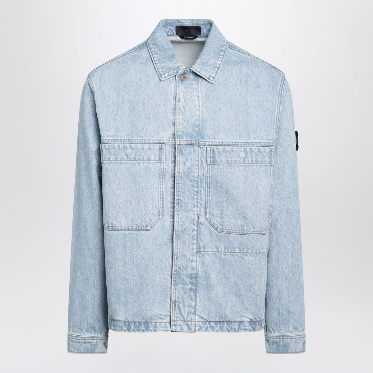 Stone Island Blue Indigo Denim Raw Coach Jacket Men STONE ISLAND