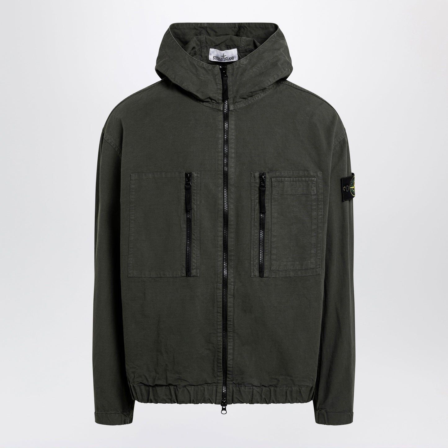 Stone Island Anthracite Grey Cotton Zip-Up Jacket Men STONE ISLAND