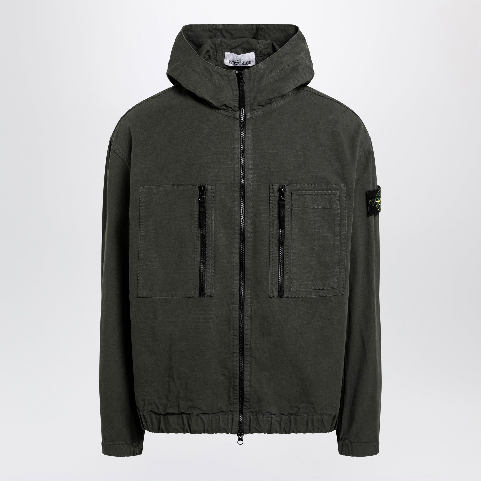 Stone Island Anthracite Grey Cotton Zip-Up Jacket Men STONE ISLAND