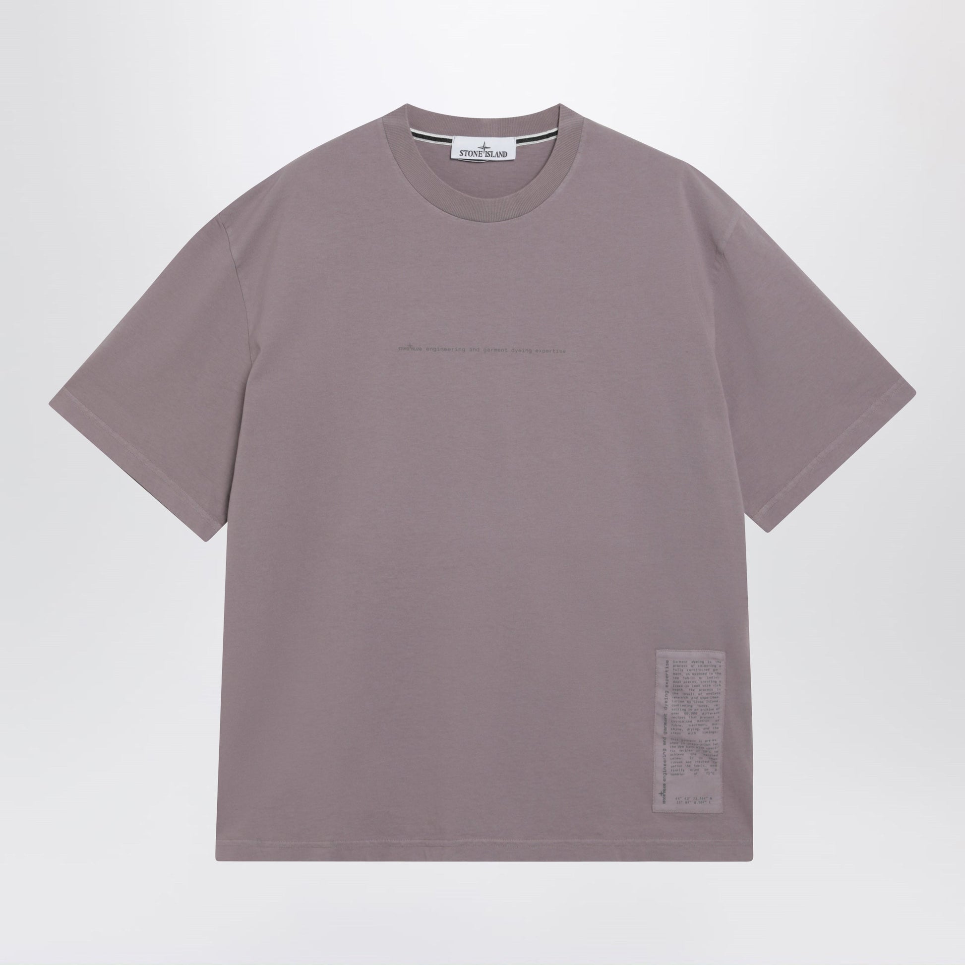 Stone Island Grey-Purple T-Shirt With Garment Dyed Graphics Print Men STONE ISLAND
