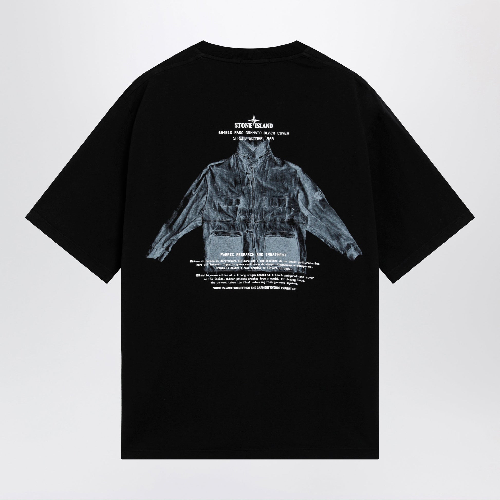Stone Island Black Cotton T-Shirt With Logo Prints Men STONE ISLAND