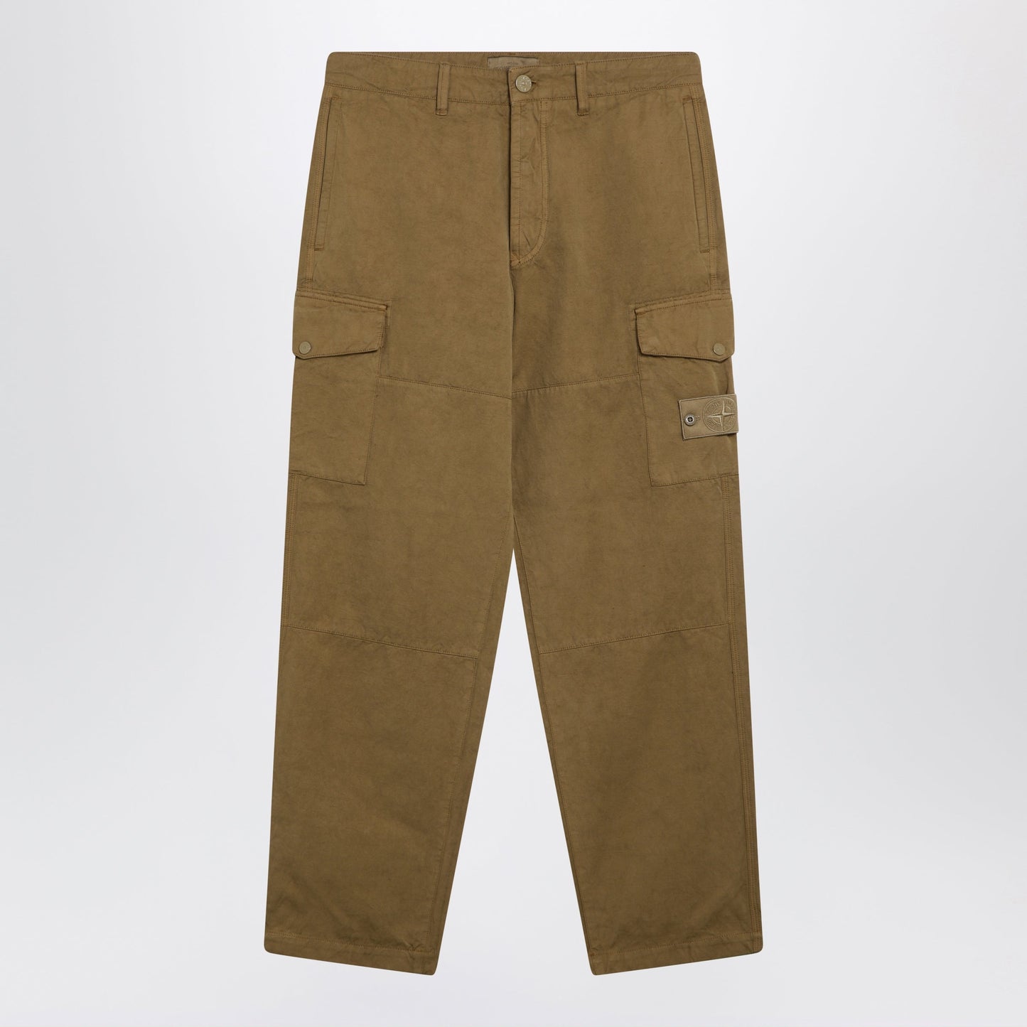 Stone Island Ghost Garment-Dyed Cotton And Linen Cargo Trousers Beige Men STONE ISLAND