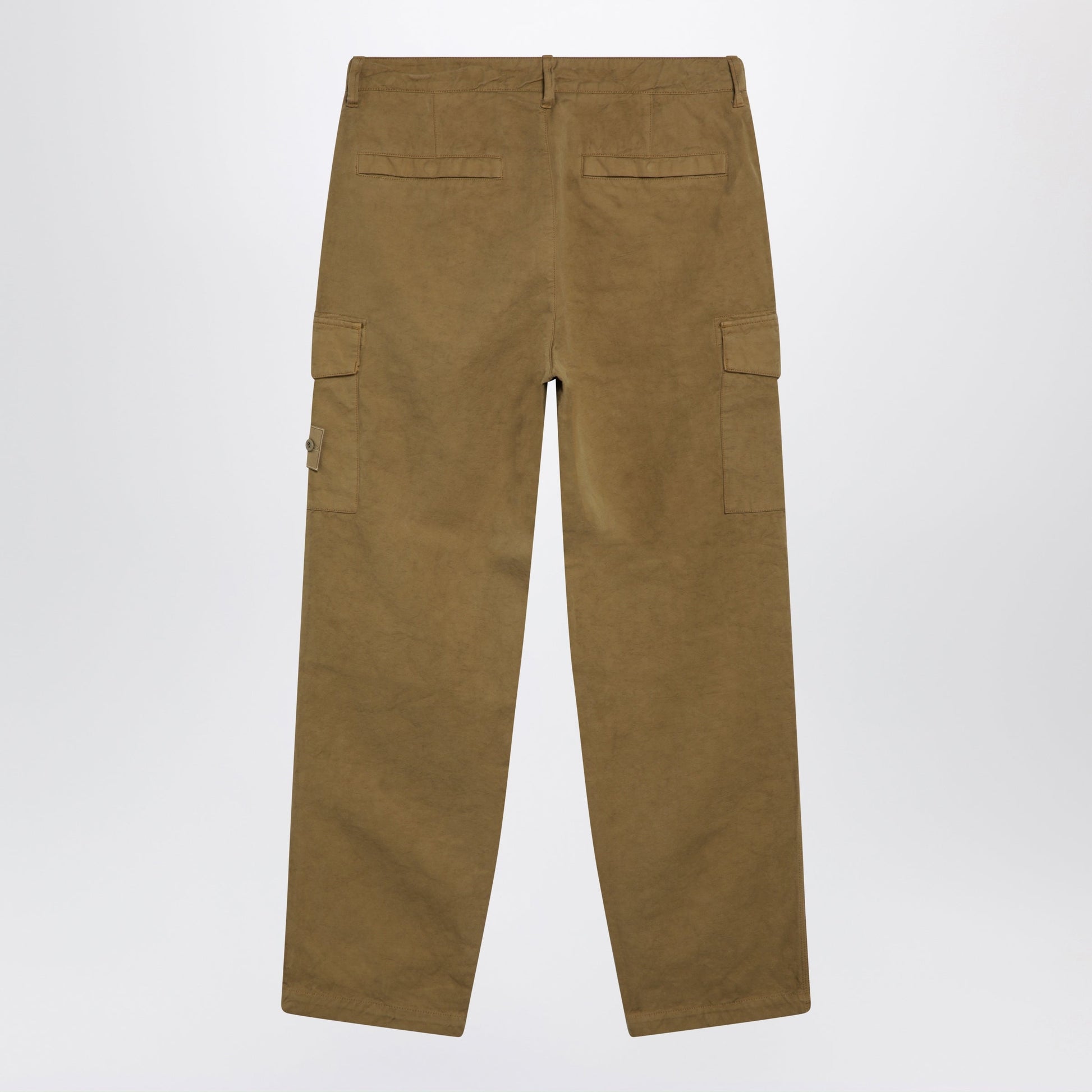 Stone Island Ghost Garment-Dyed Cotton And Linen Cargo Trousers Beige Men STONE ISLAND