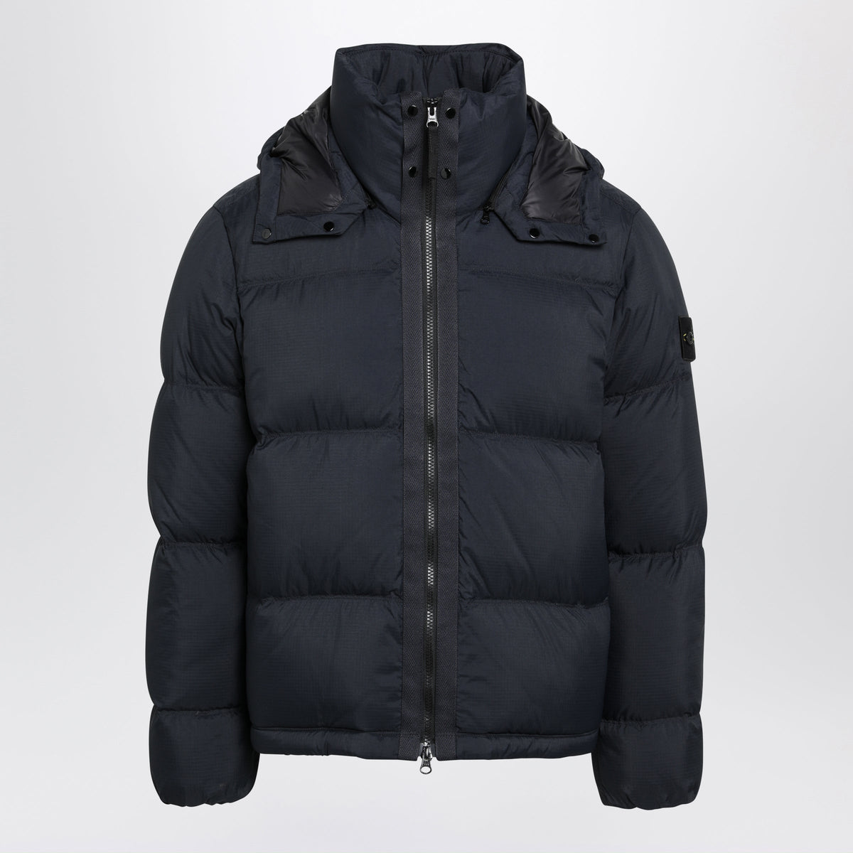 Stone Island Navy Blue Zip-Up Down Jacket In Ripstop Nylon Men STONE ISLAND