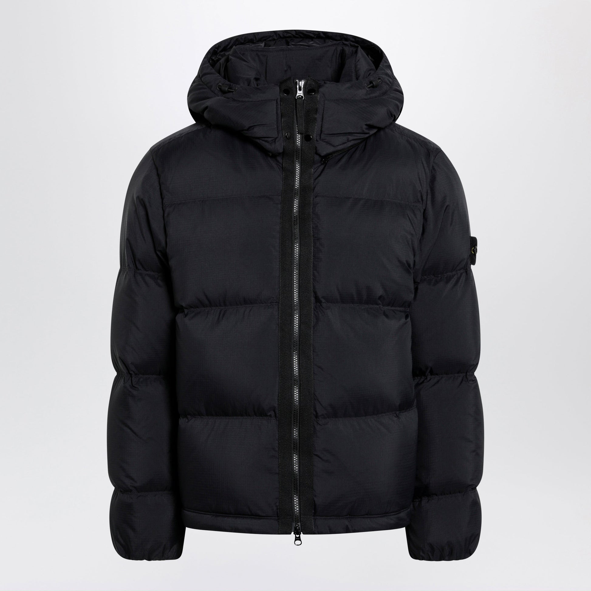 Stone Island Black Ripstop Nylon Zip-Up Down Jacket Men STONE ISLAND