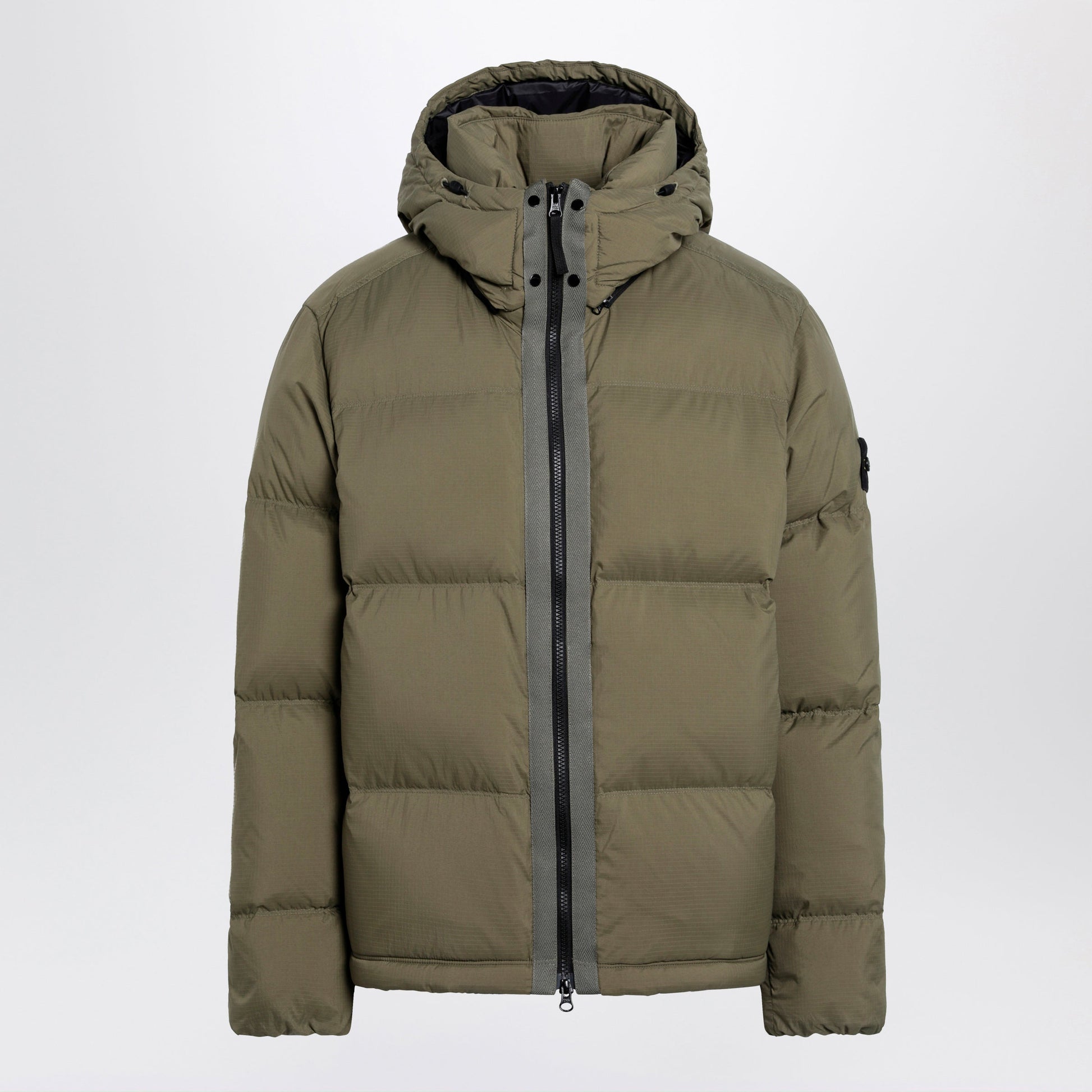 Stone Island Military Green Ripstop Nylon Zip-Up Down Jacket Men STONE ISLAND