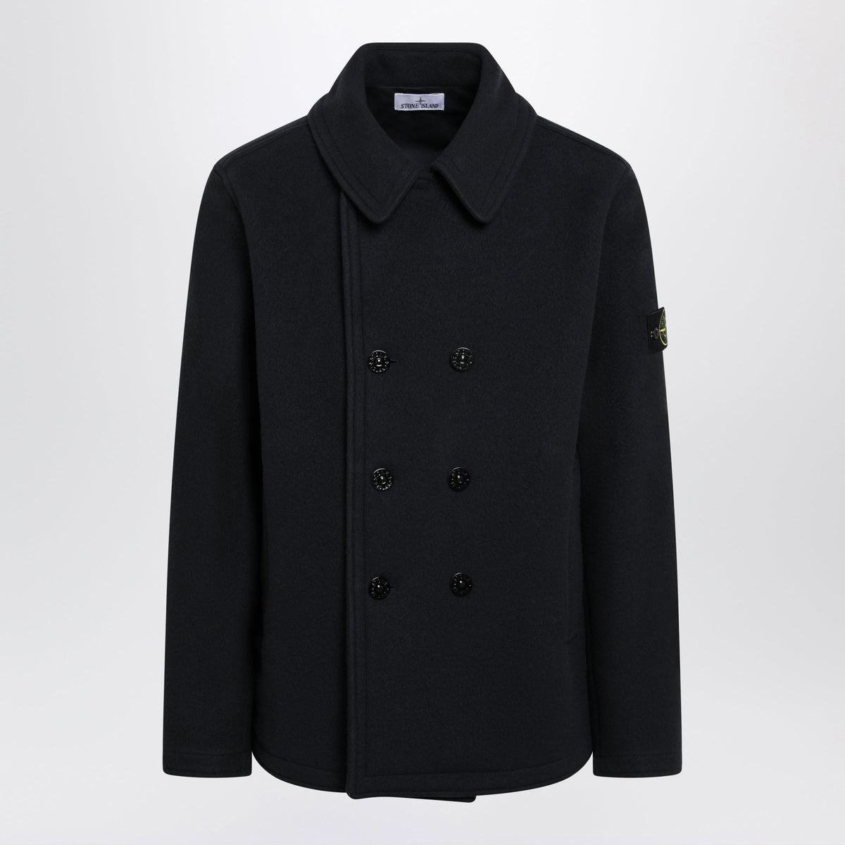 Stone Island Navy Blue Double-Breasted Coat In Wool And Cashmere Men STONE ISLAND