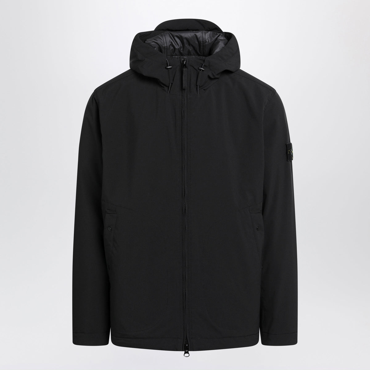 Stone Island Black Hooded Jacket In Technical Fabric Men STONE ISLAND