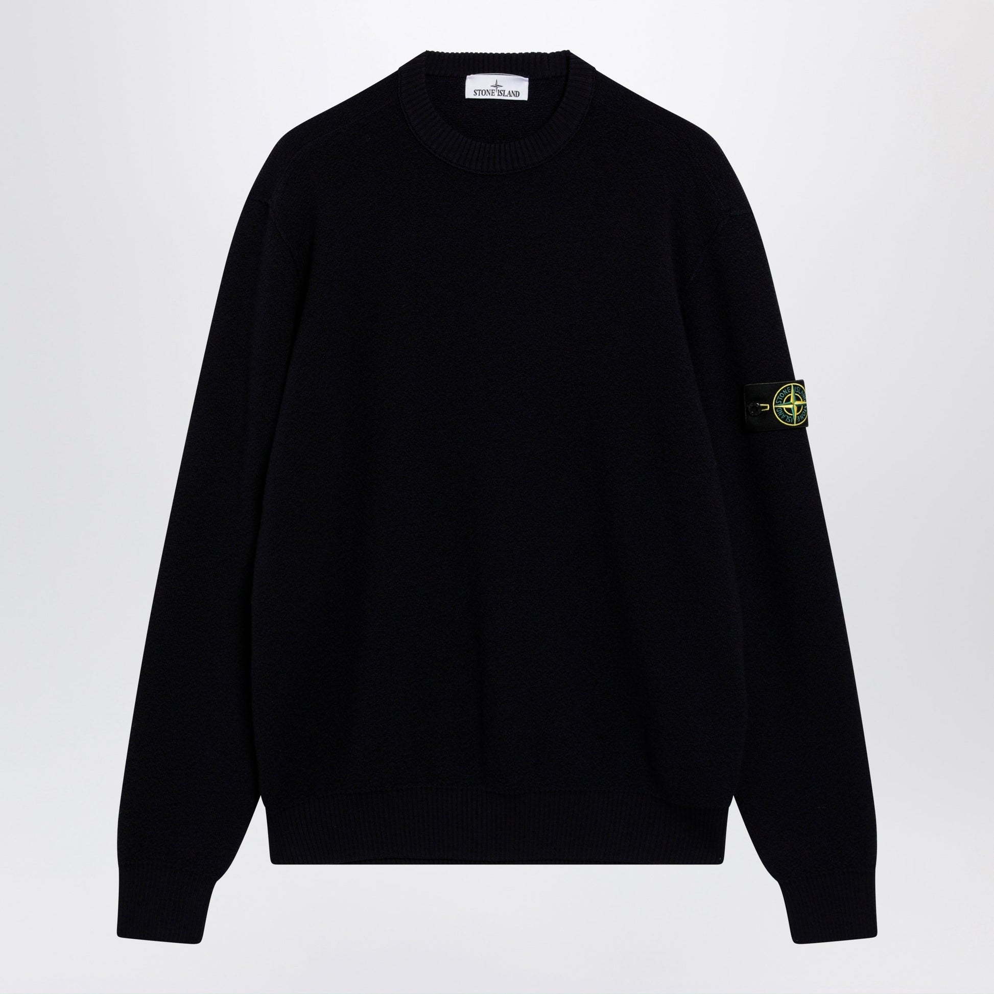 Stone Island Navy Blue Wool Crewneck Sweater Men STONE ISLAND
