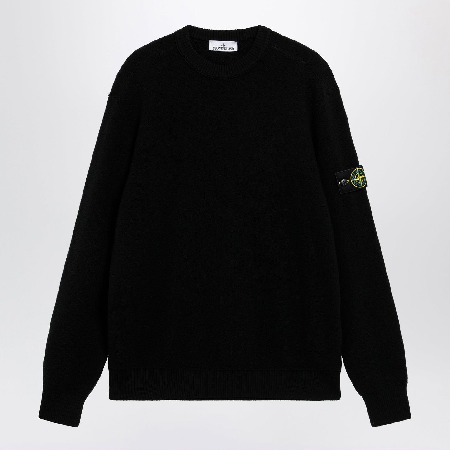 Stone Island Black Wool Crewneck Sweater Men STONE ISLAND