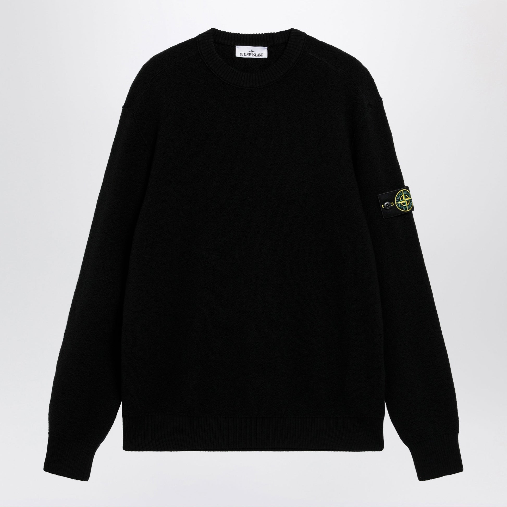 Stone Island Black Wool Crewneck Sweater Men STONE ISLAND