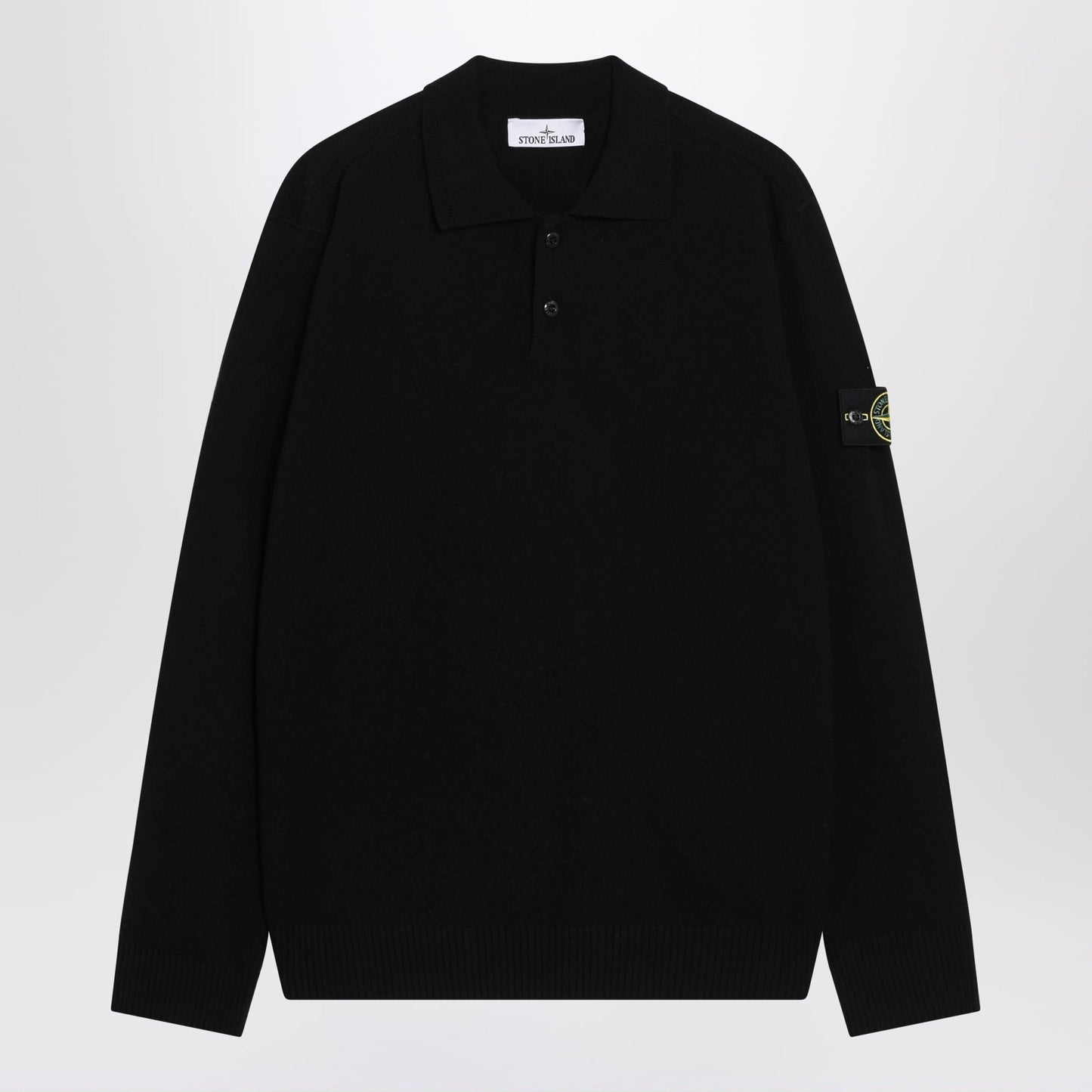 Stone Island Black Wool Polo Sweater Men STONE ISLAND