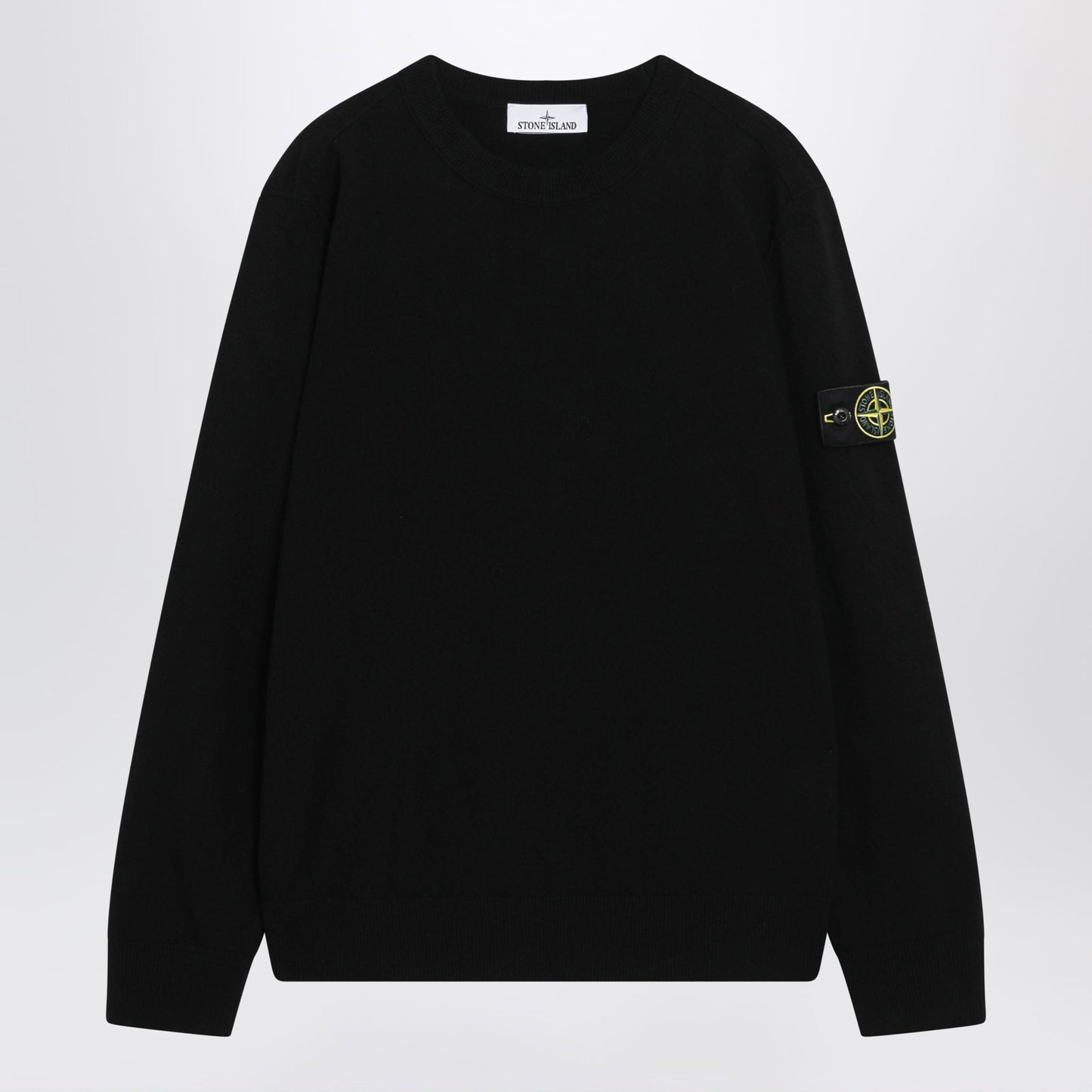Stone Island Black Wool Crew-Neck Sweater Men STONE ISLAND