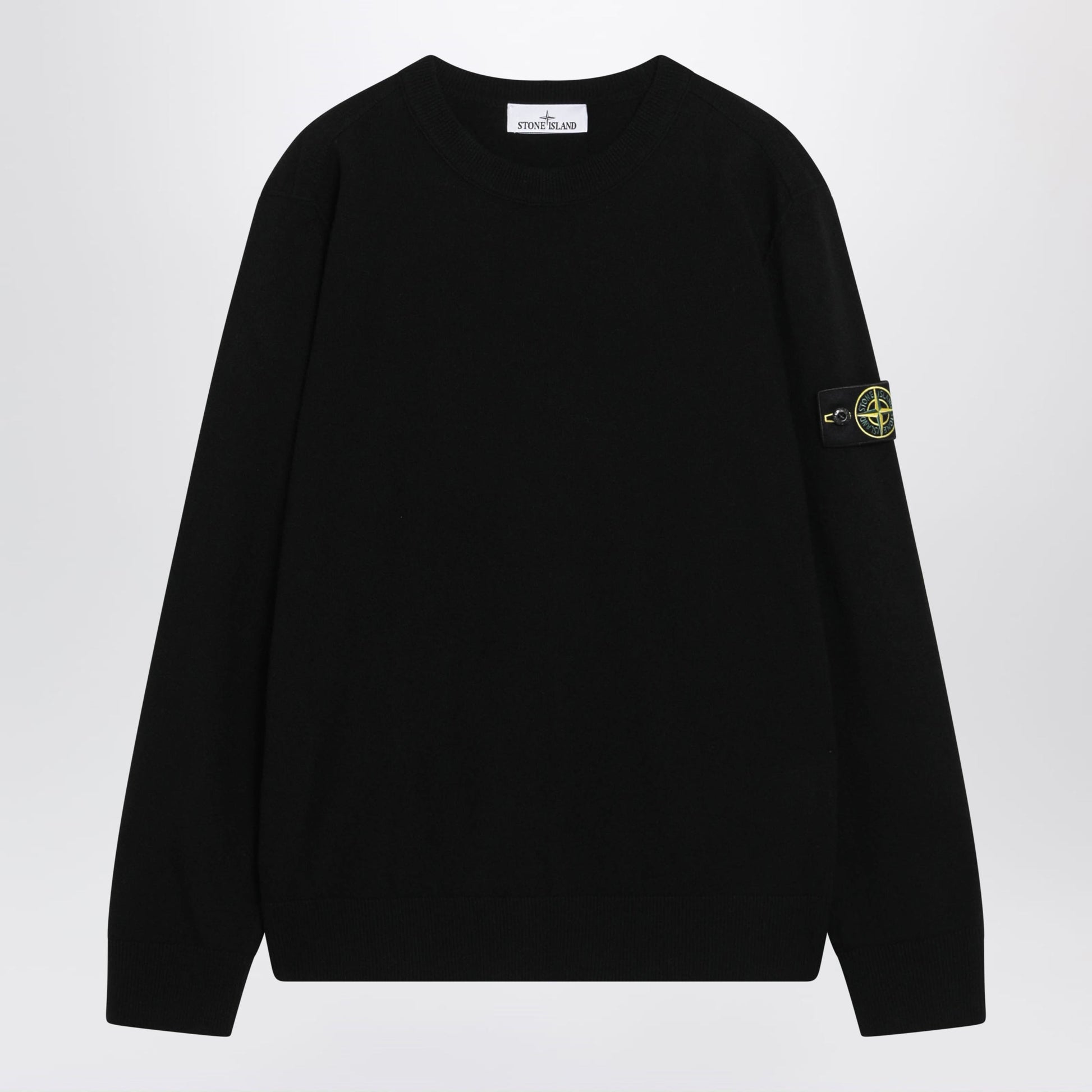 Stone Island Black Wool Crew-Neck Sweater Men STONE ISLAND