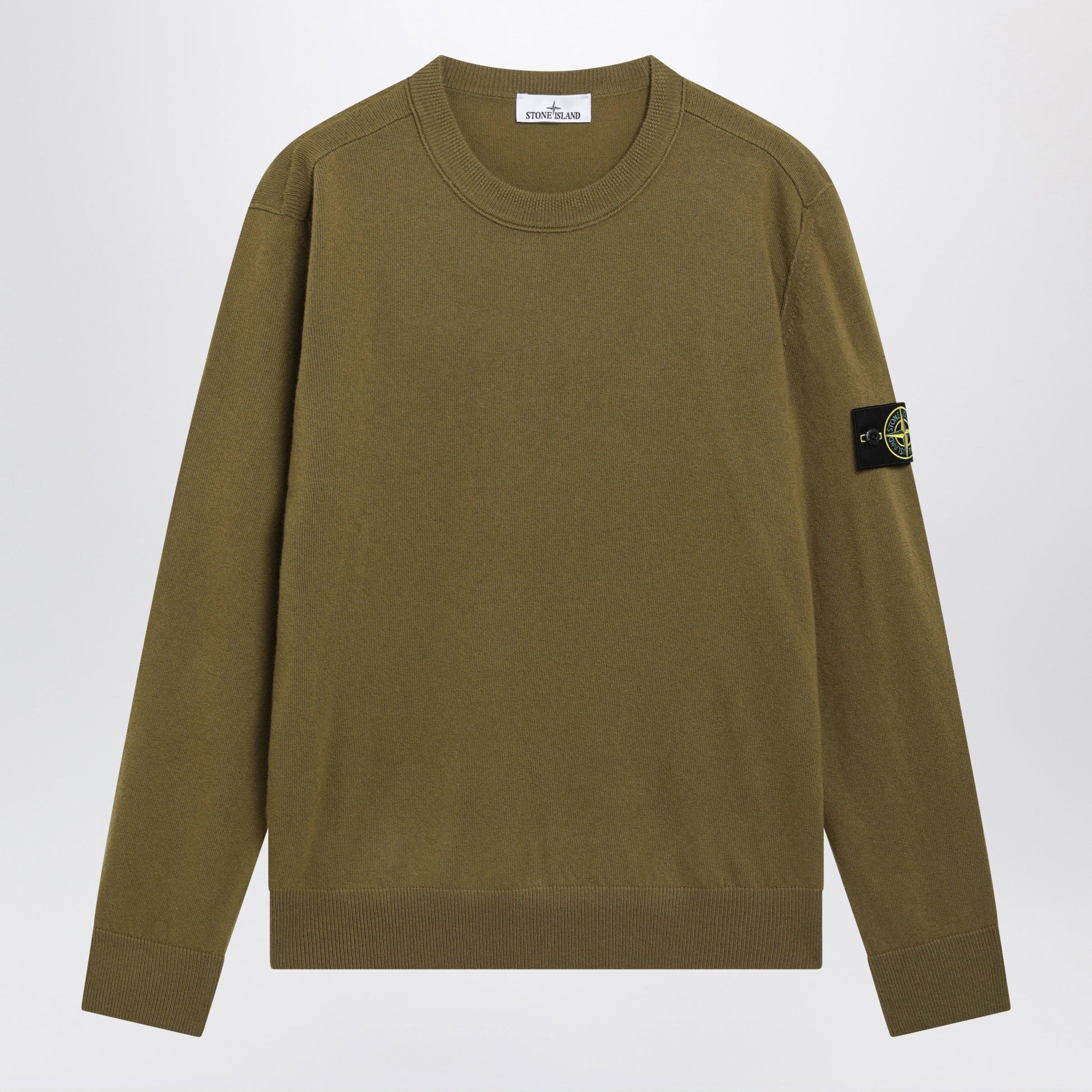 Stone Island Cactus-Colored Crewneck Sweater In Wool Men STONE ISLAND