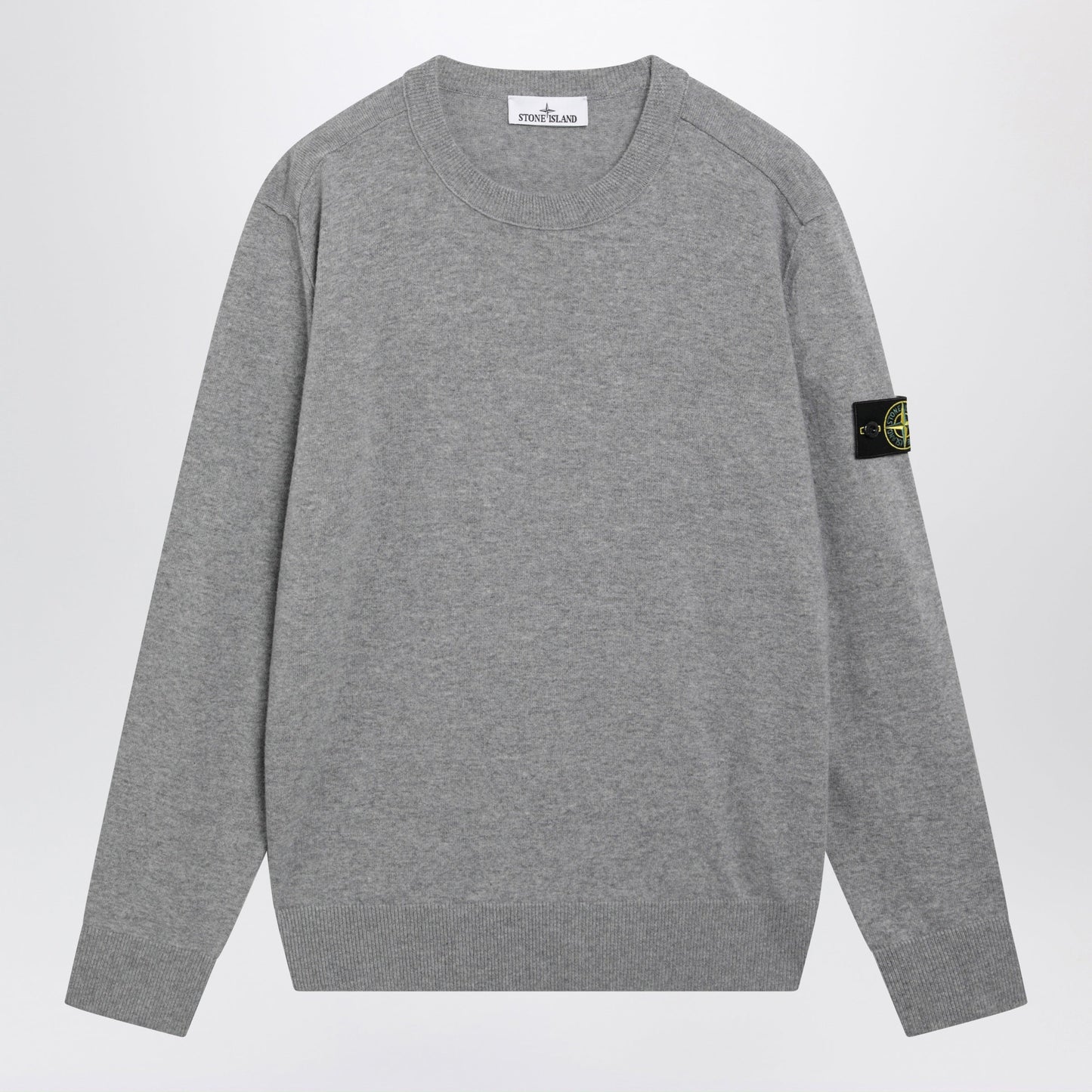Stone Island Grey Melange Crewneck Sweater In Wool Men STONE ISLAND