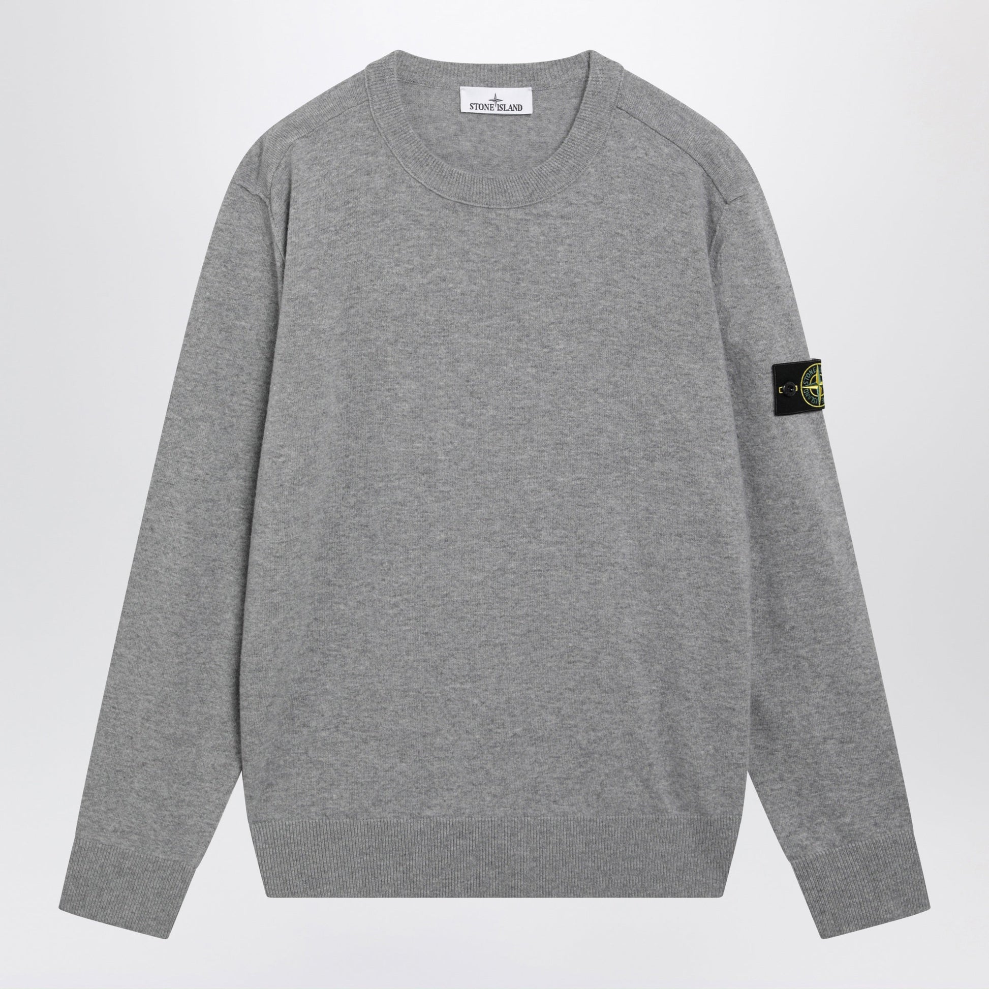 Stone Island Grey Melange Crewneck Sweater In Wool Men STONE ISLAND