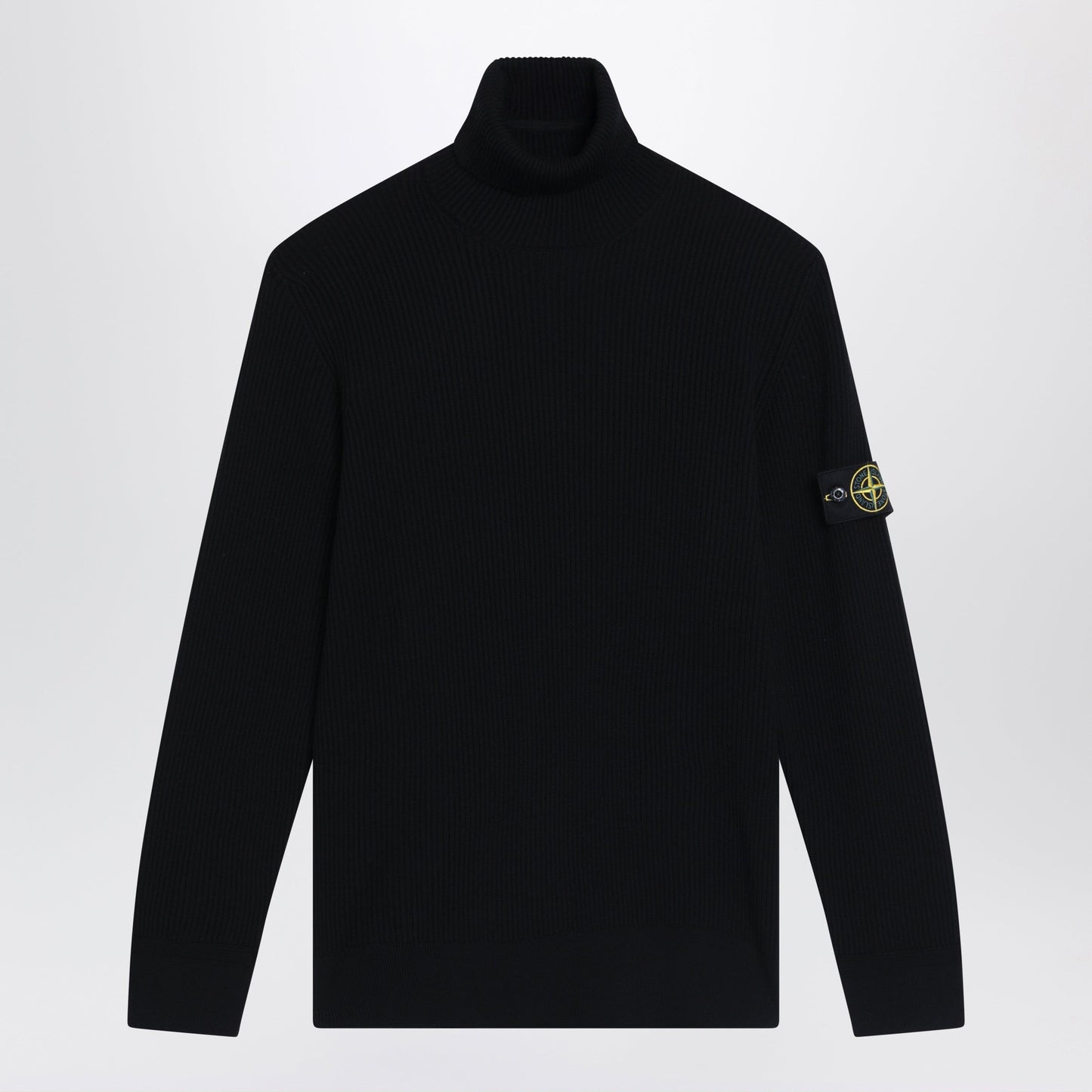 Stone Island Black Ribbed Turtleneck Sweater Men STONE ISLAND