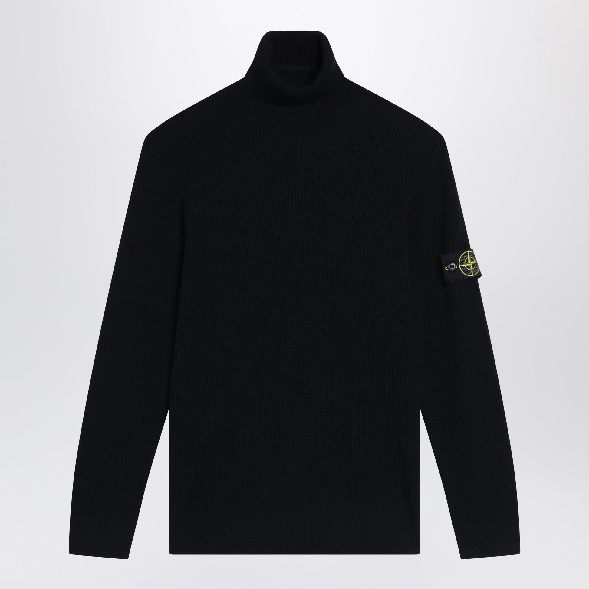 Stone Island Black Ribbed Turtleneck Sweater Men STONE ISLAND