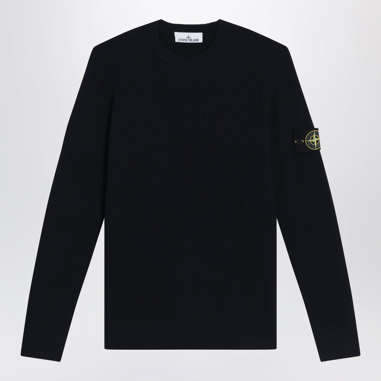 Stone Island Navy Blue Ribbed Crew-Neck Sweater Men STONE ISLAND