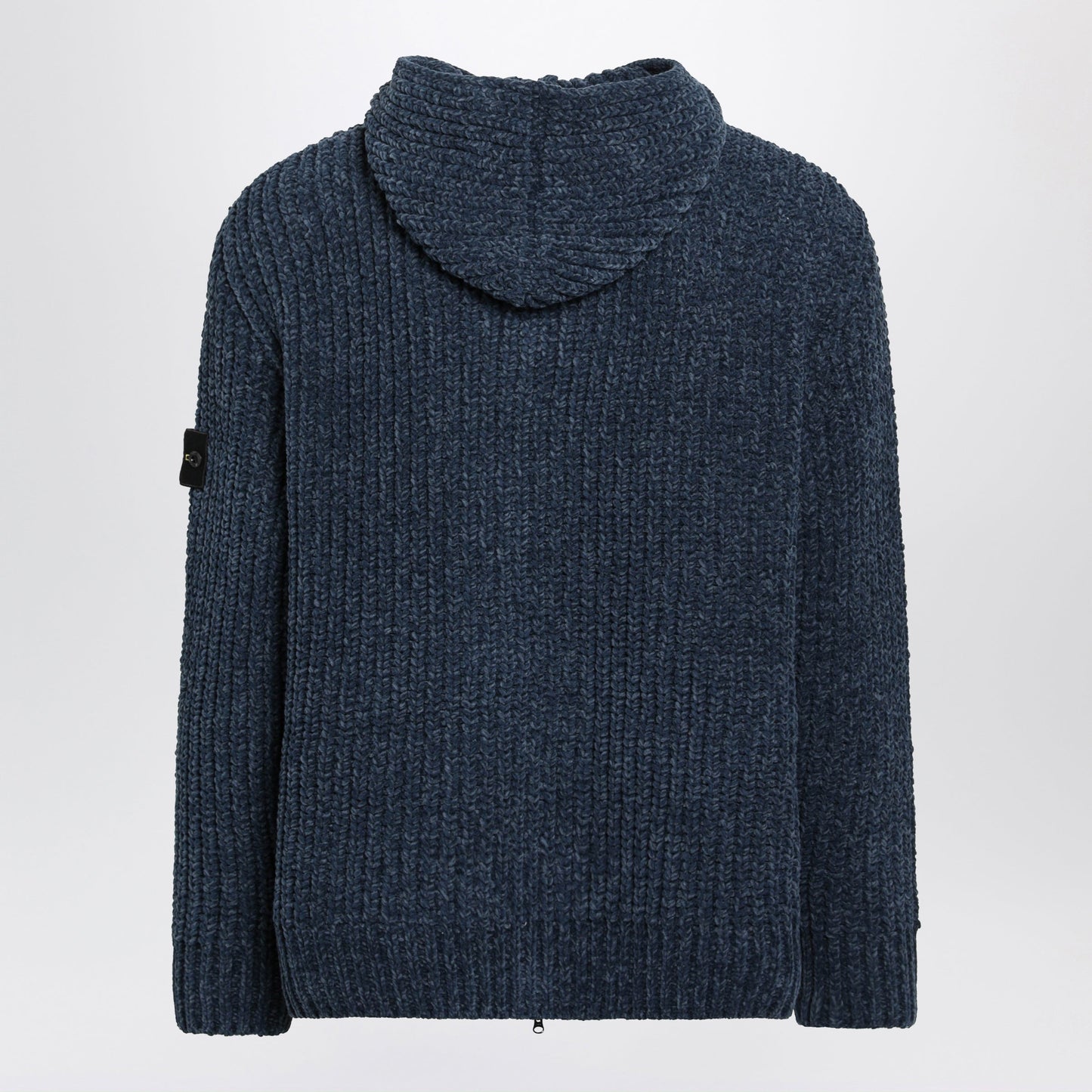 Stone Island Steel Blue Chenille Zip-Up Hoodie Men STONE ISLAND