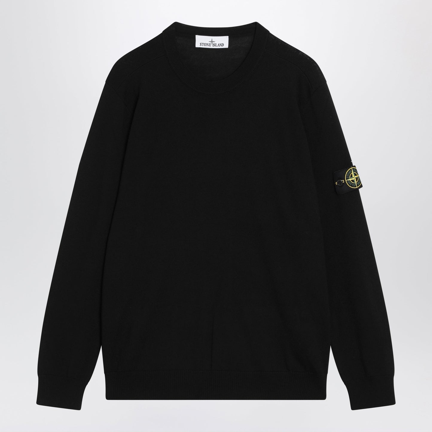 Stone Island Black Wool Crew-Neck Sweater Men STONE ISLAND
