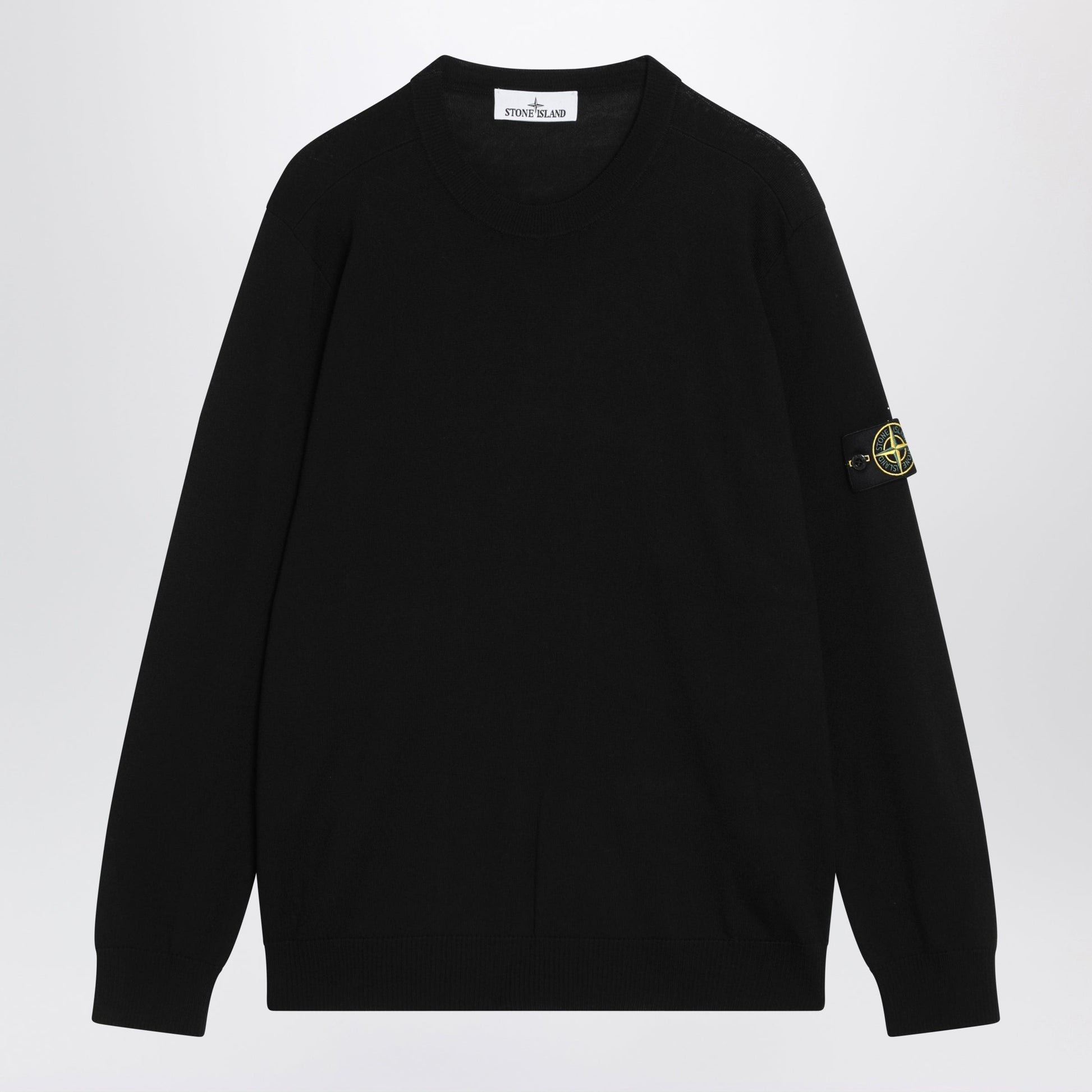 Stone Island Black Wool Crew-Neck Sweater Men STONE ISLAND