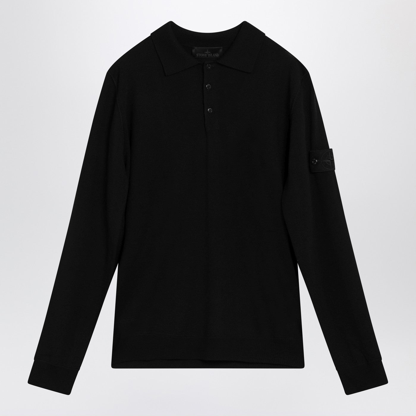 Stone Island Black Wool Polo Sweater Men STONE ISLAND