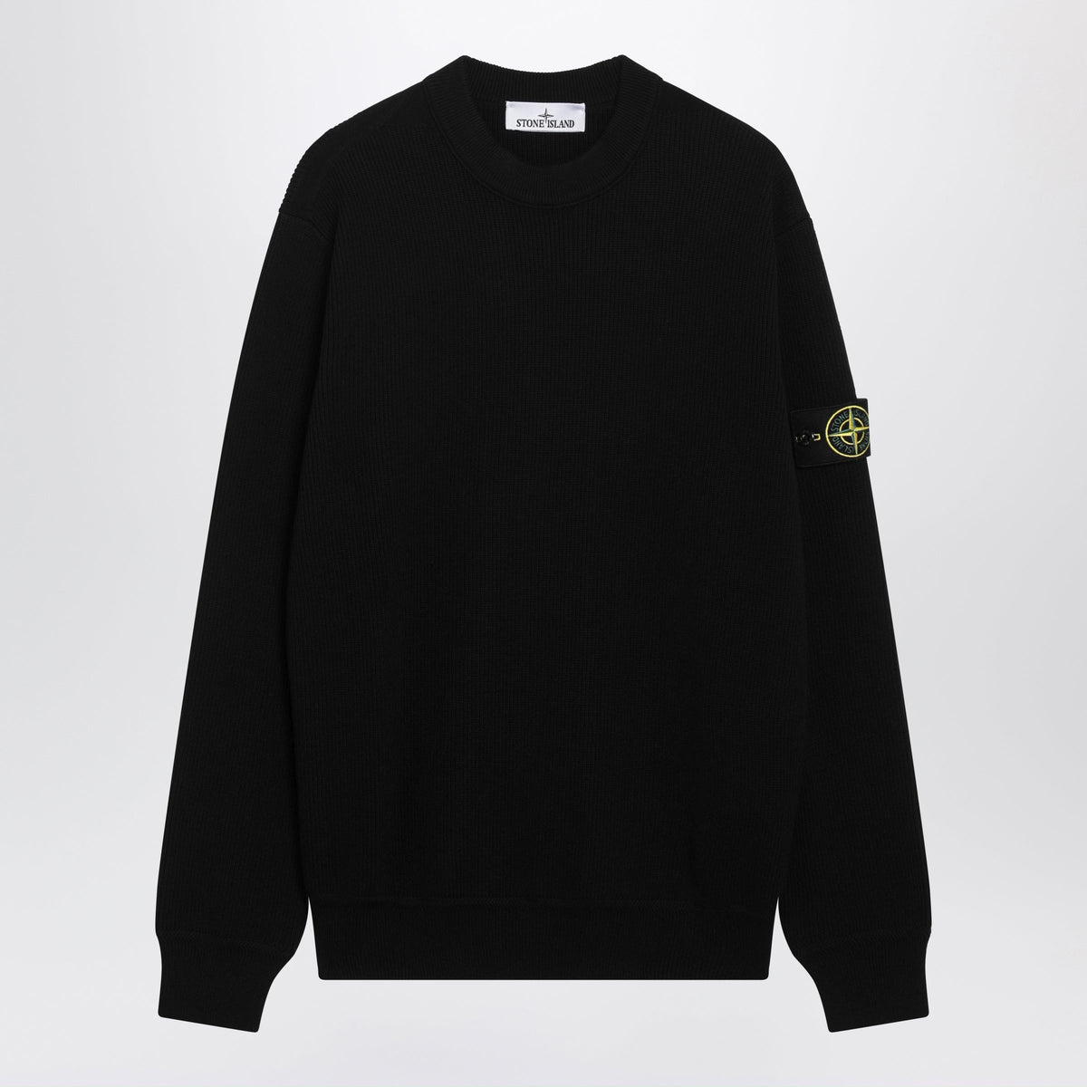 Stone Island Black Crew-Neck Sweater In Cotton Men STONE ISLAND