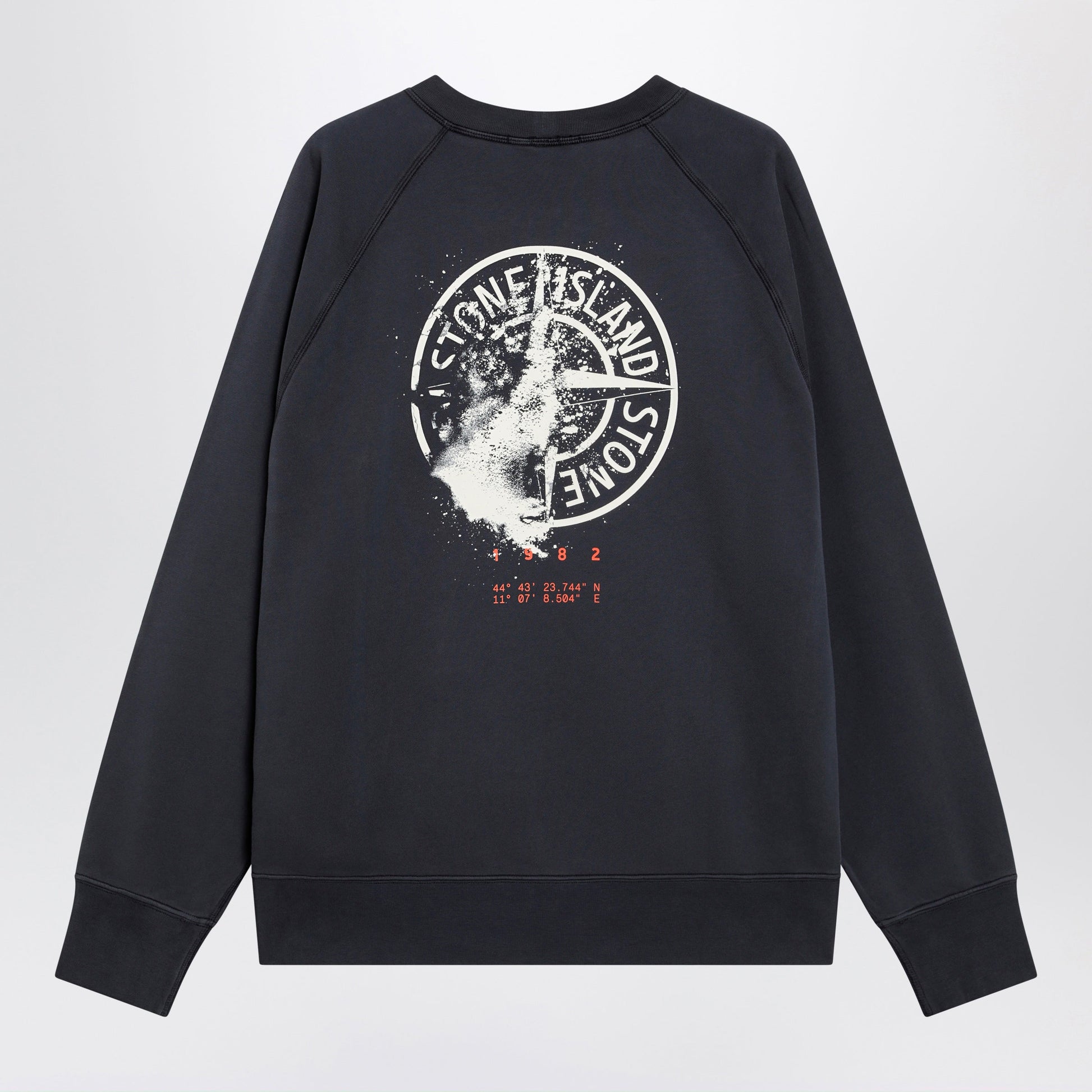 Stone Island Navy Blue Cotton Sweatshirt With Logo Prints Men STONE ISLAND