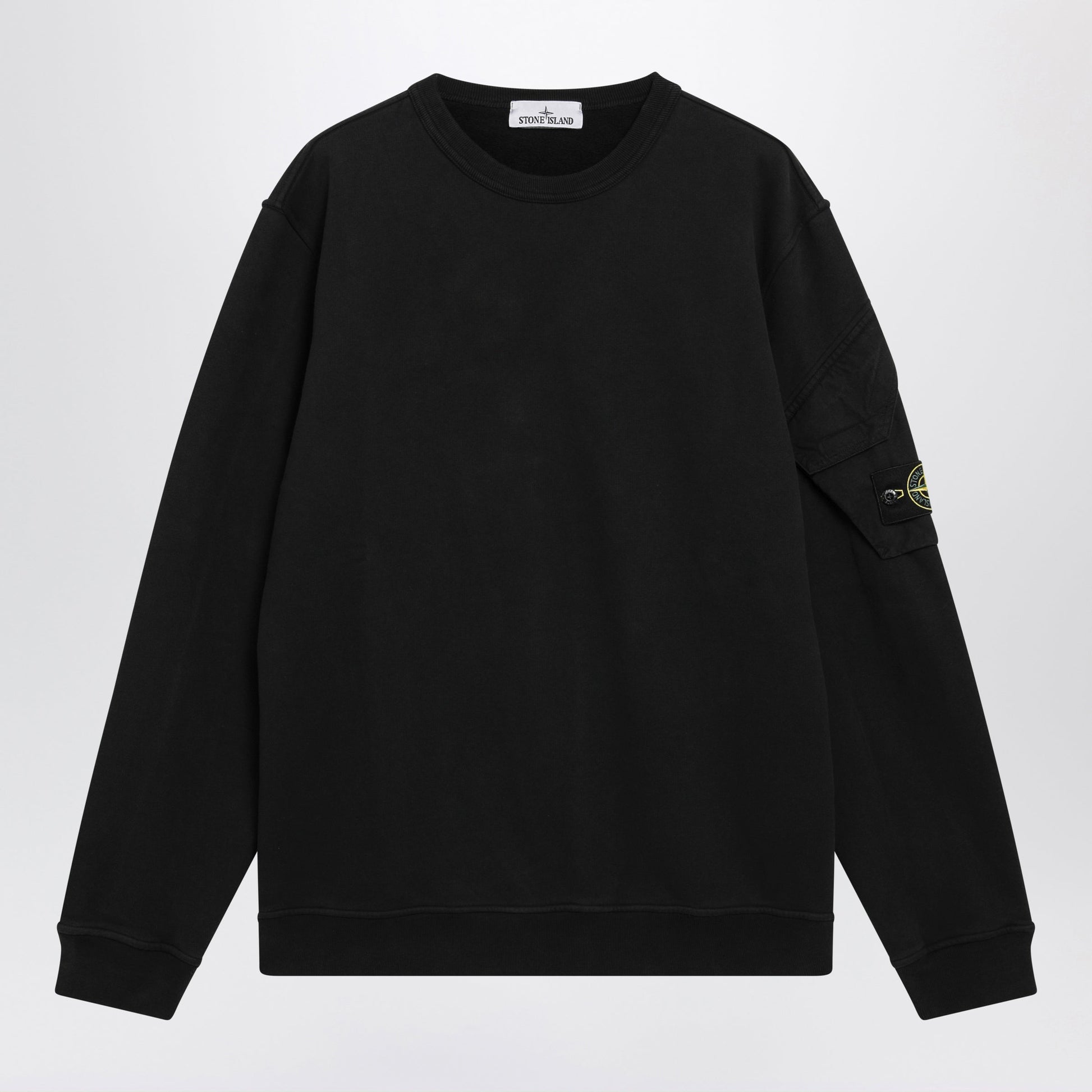 Stone Island Black Cotton Crewneck Sweatshirt Men STONE ISLAND