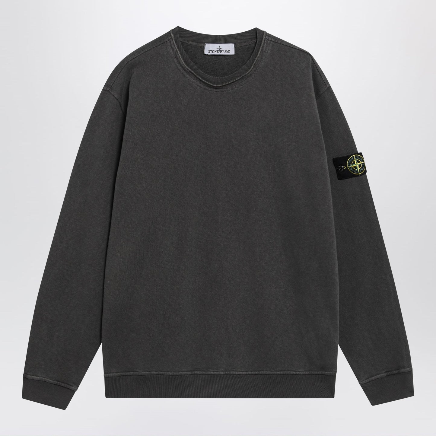 Stone Island Crewneck Sweatshirt In Slub Cotton, Grey Men STONE ISLAND