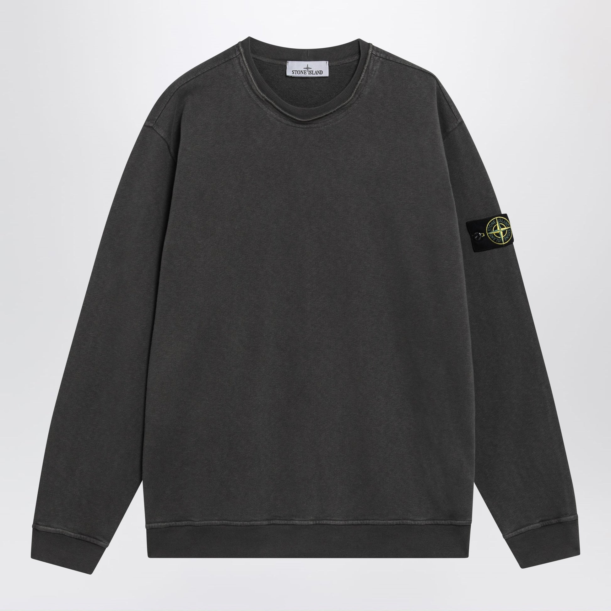 Stone Island Crewneck Sweatshirt In Slub Cotton, Grey Men STONE ISLAND