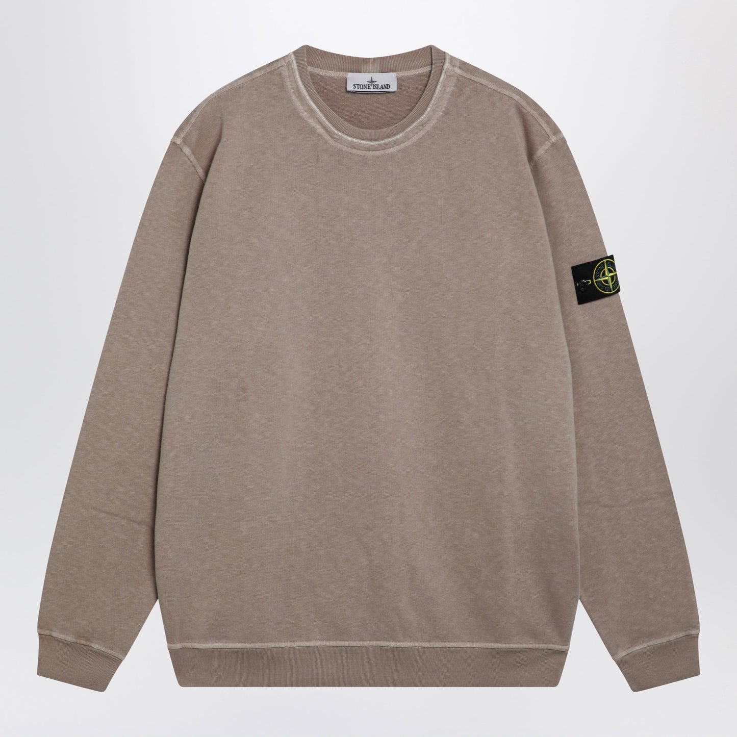 Stone Island Crewneck Sweatshirt With Old Garment-Dyed Treatment In Slub Cotton In Beige Men STONE ISLAND