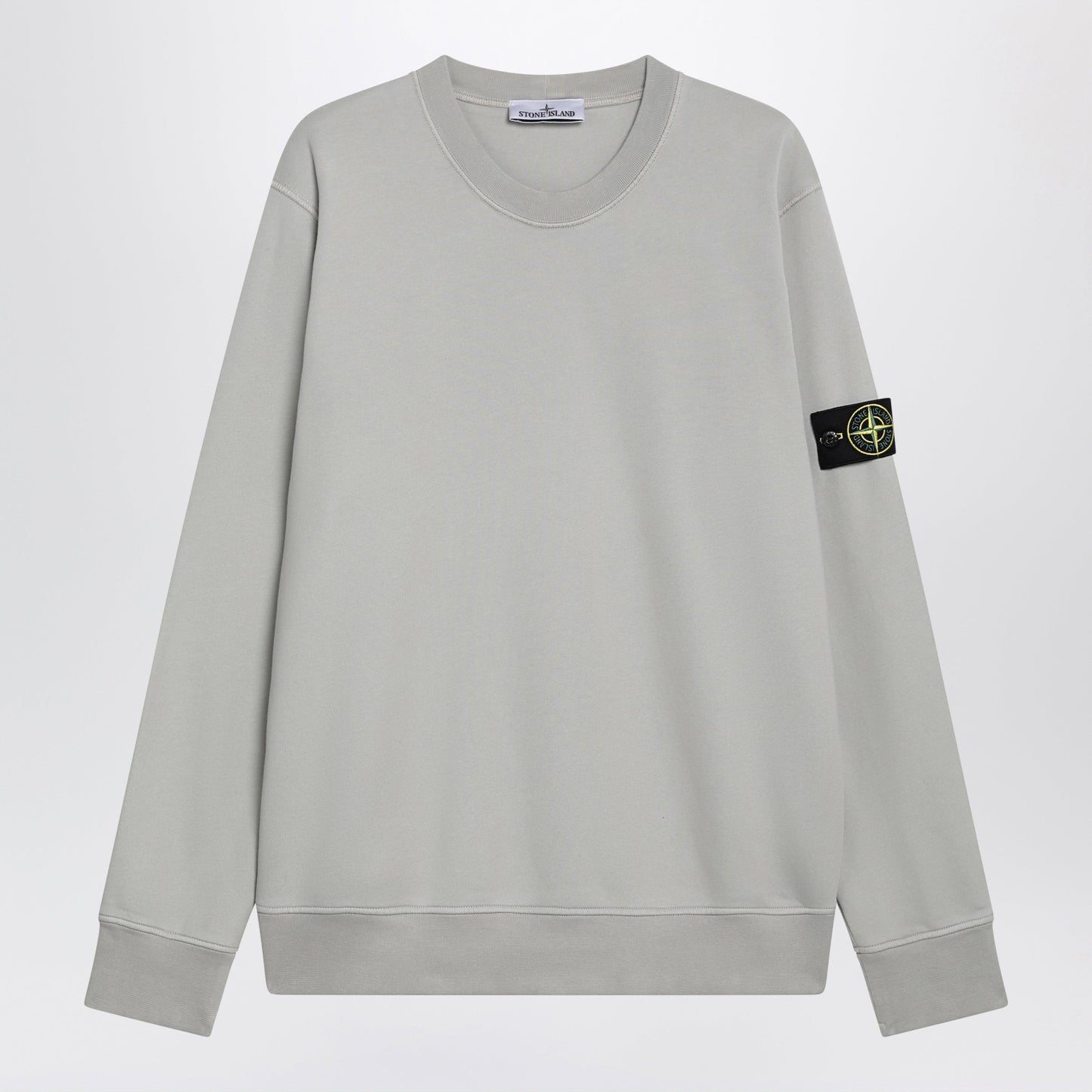Stone Island Pearl Grey Cotton Crewneck Sweatshirt Men STONE ISLAND