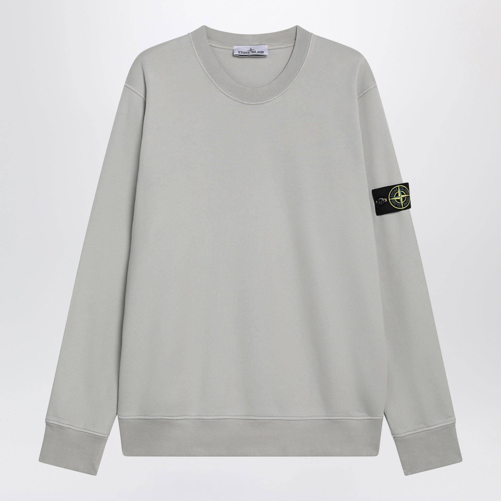 Stone Island Pearl Grey Cotton Crewneck Sweatshirt Men STONE ISLAND