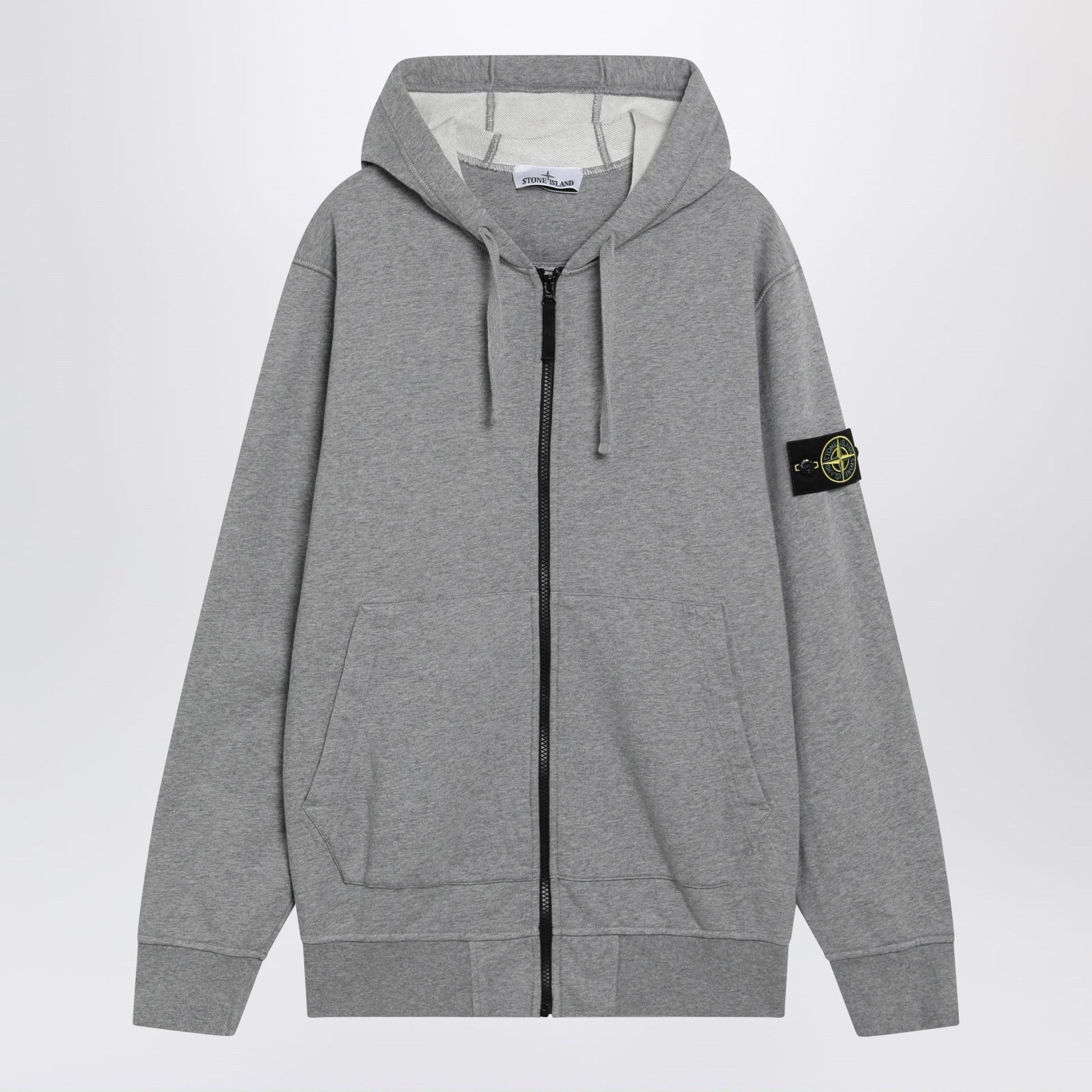 Stone Island Grey Melange Cotton Hoodie Men STONE ISLAND