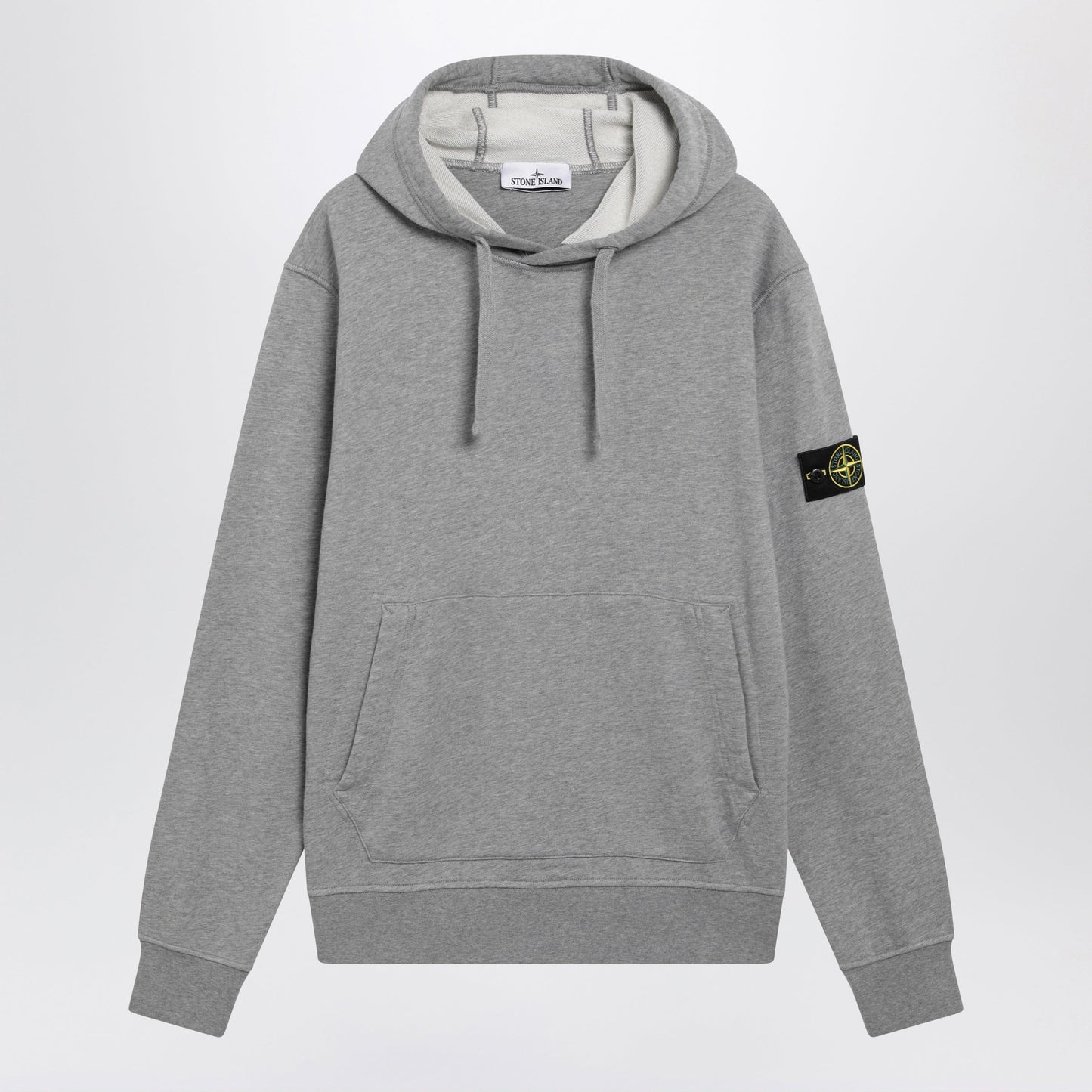 Stone Island Grey Melange Cotton Hoodie Men STONE ISLAND