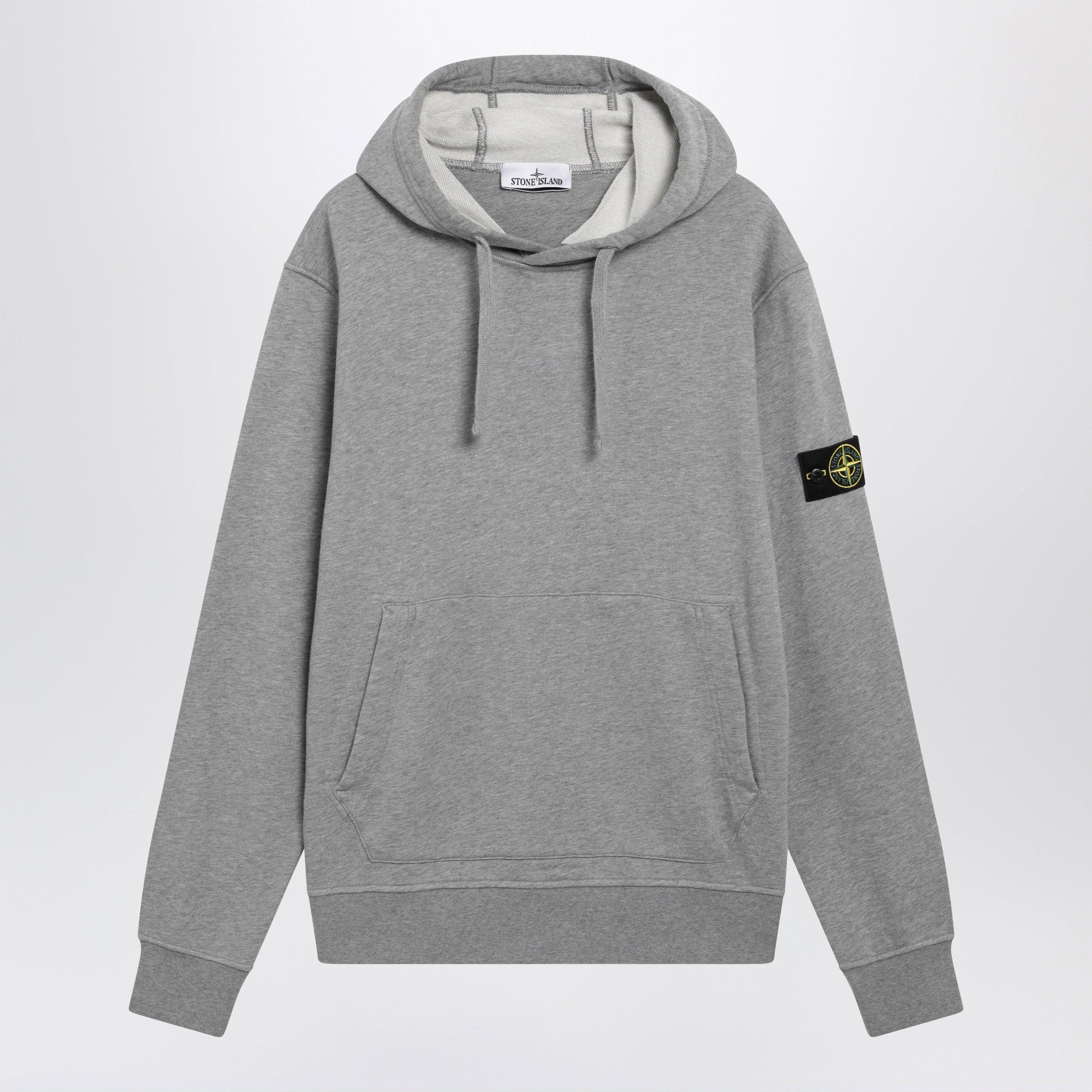 Stone Island Grey Melange Cotton Hoodie Men STONE ISLAND