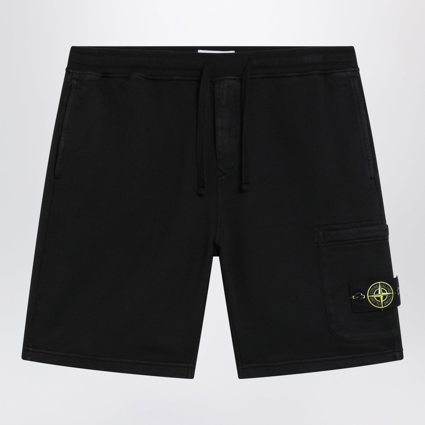 Stone Island Black Organic Cotton Fleece Jogger Shorts Men STONE ISLAND