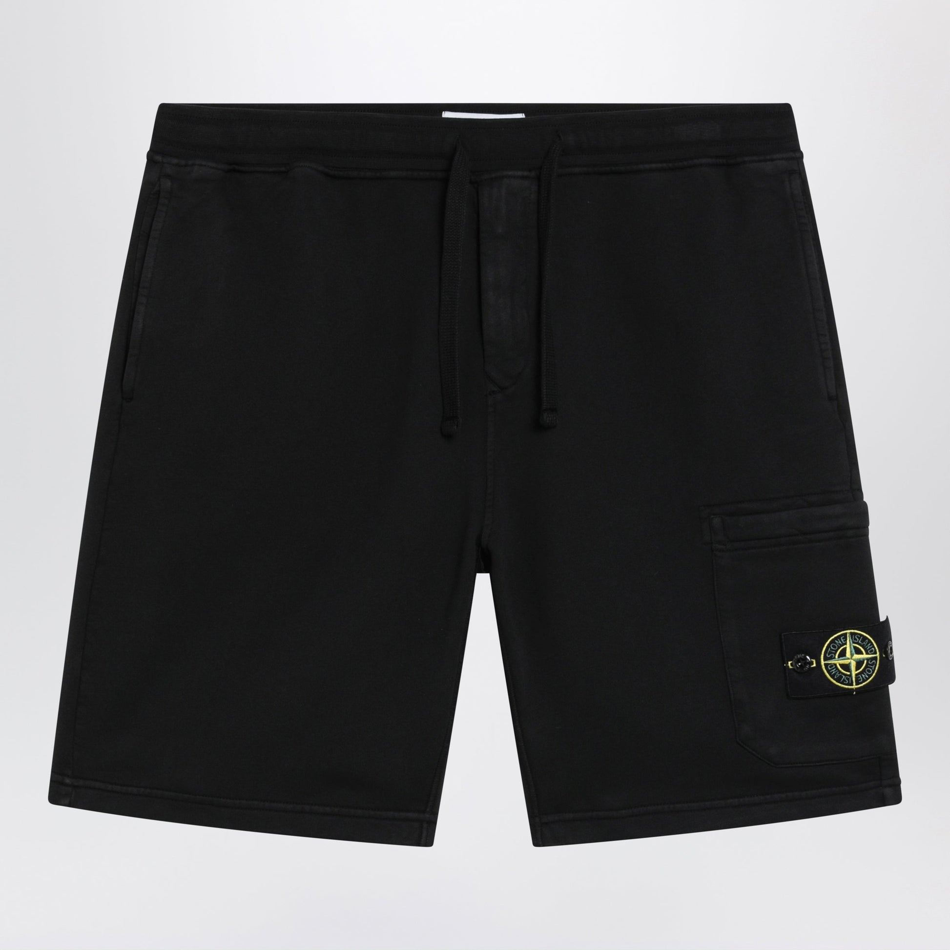 Stone Island Black Organic Cotton Fleece Jogger Shorts Men STONE ISLAND