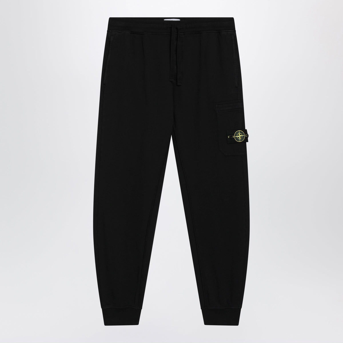 Stone Island Compass-Badge Tapered Trousers In Black Cotton Men STONE ISLAND