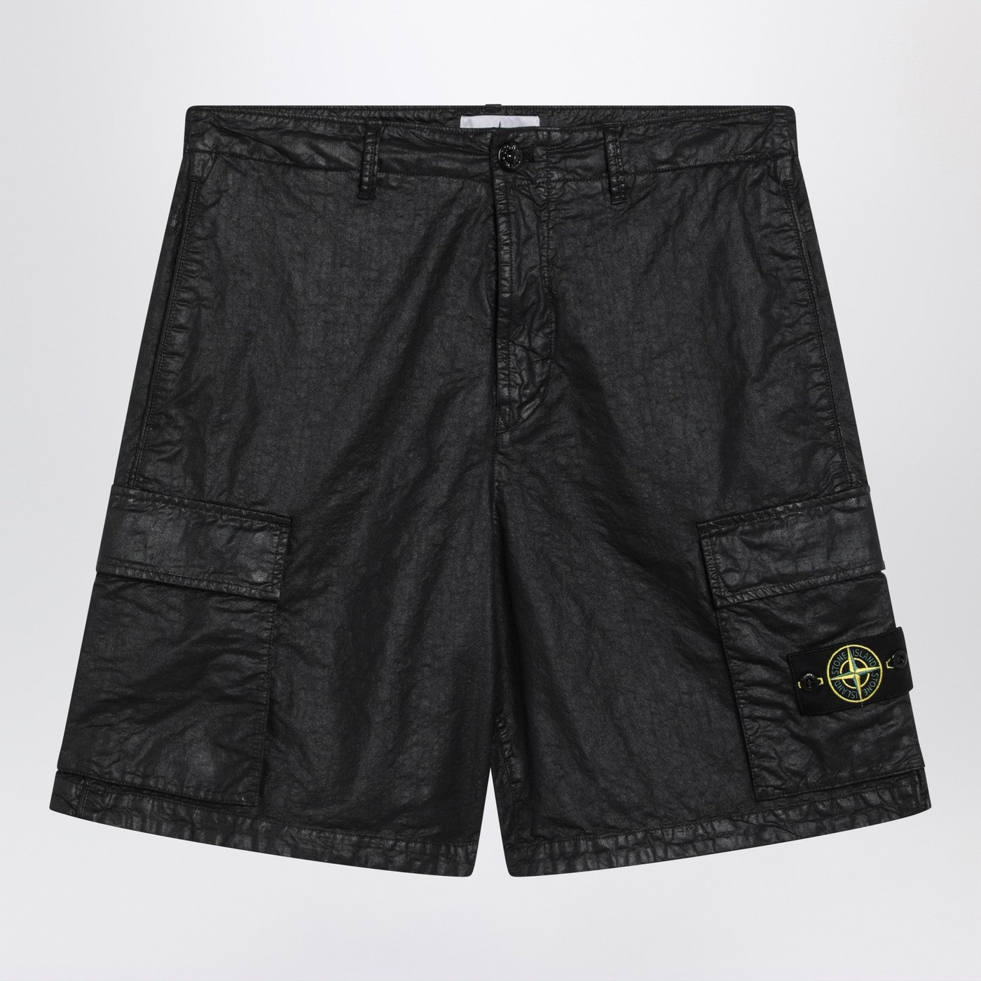 Stone Island Black Cargo Bermuda Shorts With Relaxed Fit Men STONE ISLAND