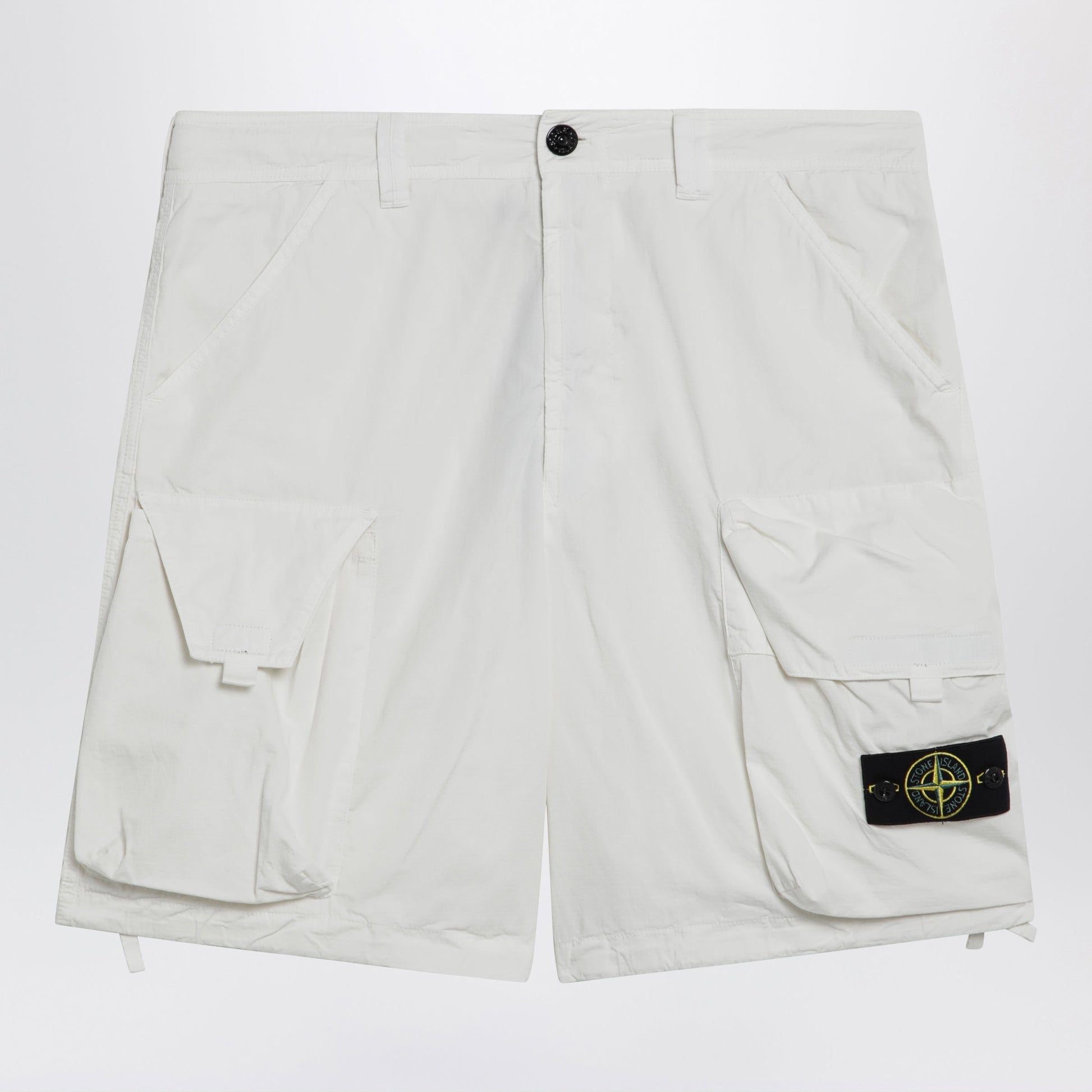 Stone Island White Cotton And Nylon Ripstop Cargo Shorts Men STONE ISLAND